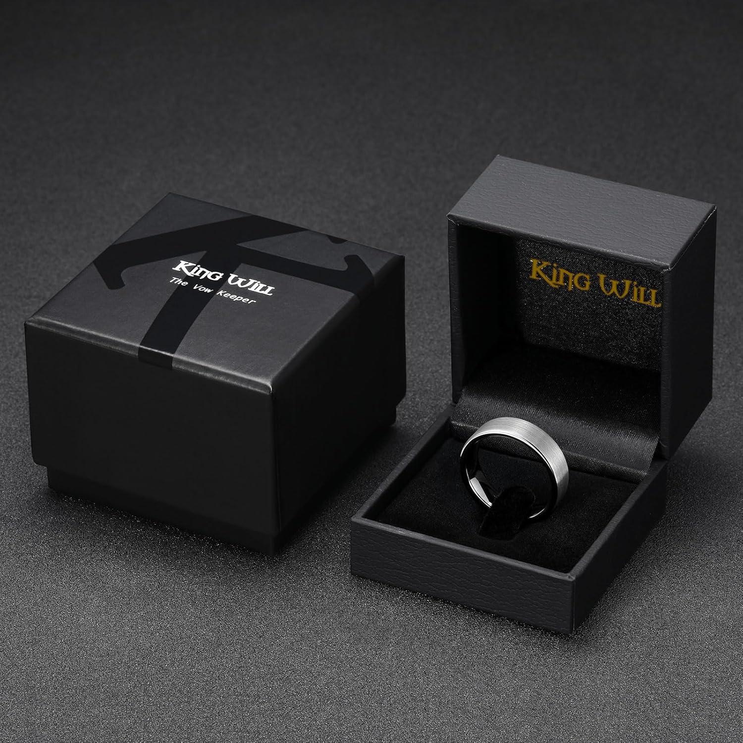 imageKing Will 6mm 8mm Tungsten Wedding Rings for Men BlackSilverGunmetal Plated Pipe Cut Brushed Mens Wedding Band Gifts for Him Size 714 Comfort FitASilver 6mm