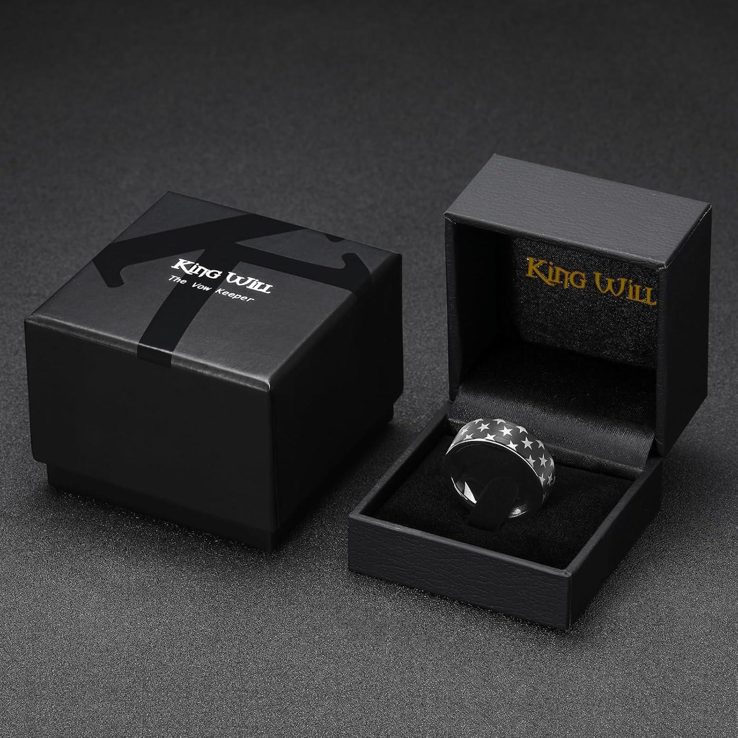 imageKing Will 6mm 8mm Tungsten Wedding Rings for Men BlackSilverGunmetal Plated Pipe Cut Brushed Mens Wedding Band Gifts for Him Size 714 Comfort FitBlack Star