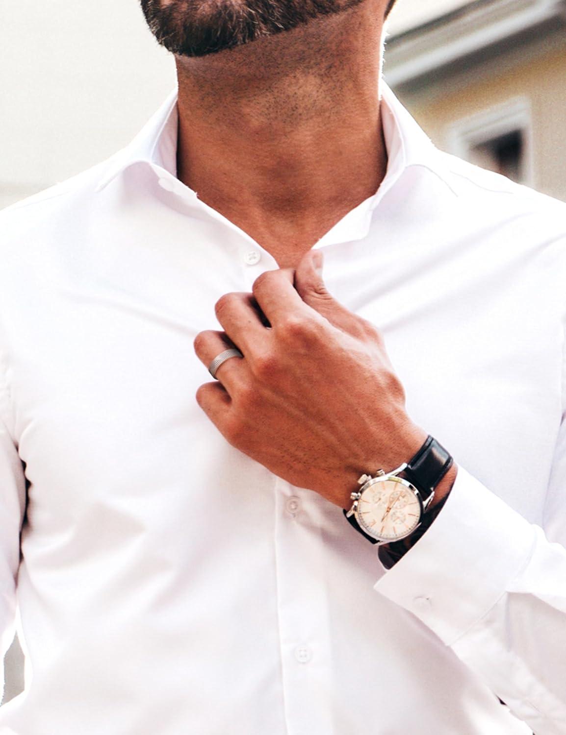 imageKing Will 6mm Stainless Steel Mountain Rings Mens Wedding Rings Mountain Wave Laser Flat Cut Ring for Men Women Comfort Fit DurableSilver