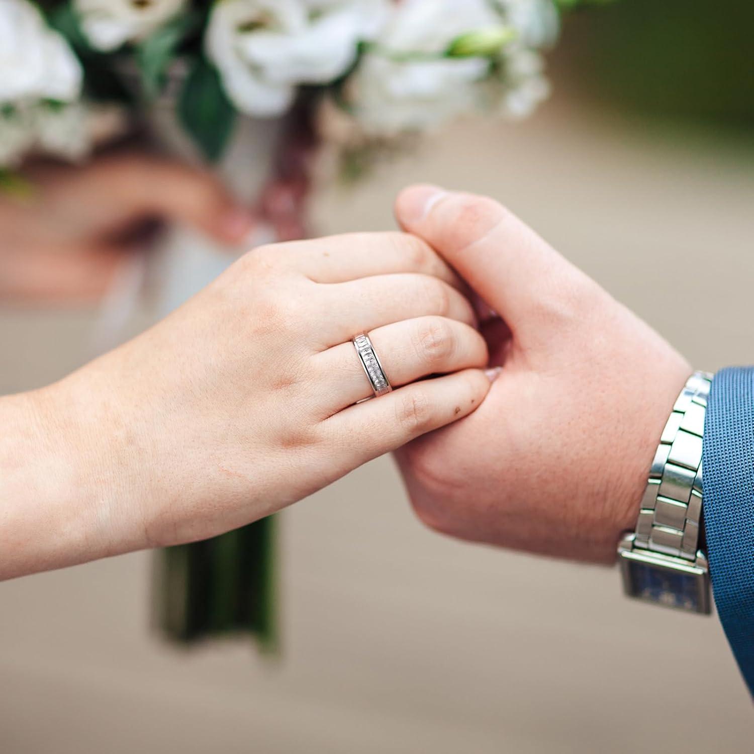 imageKing Will 6mm Women Eternity Rings Colorful CZ Stackable Bands Polished Stainless Steel Anniversary Band Pipe Cut Engagement Ring Durable Comfort Fit Size 610White