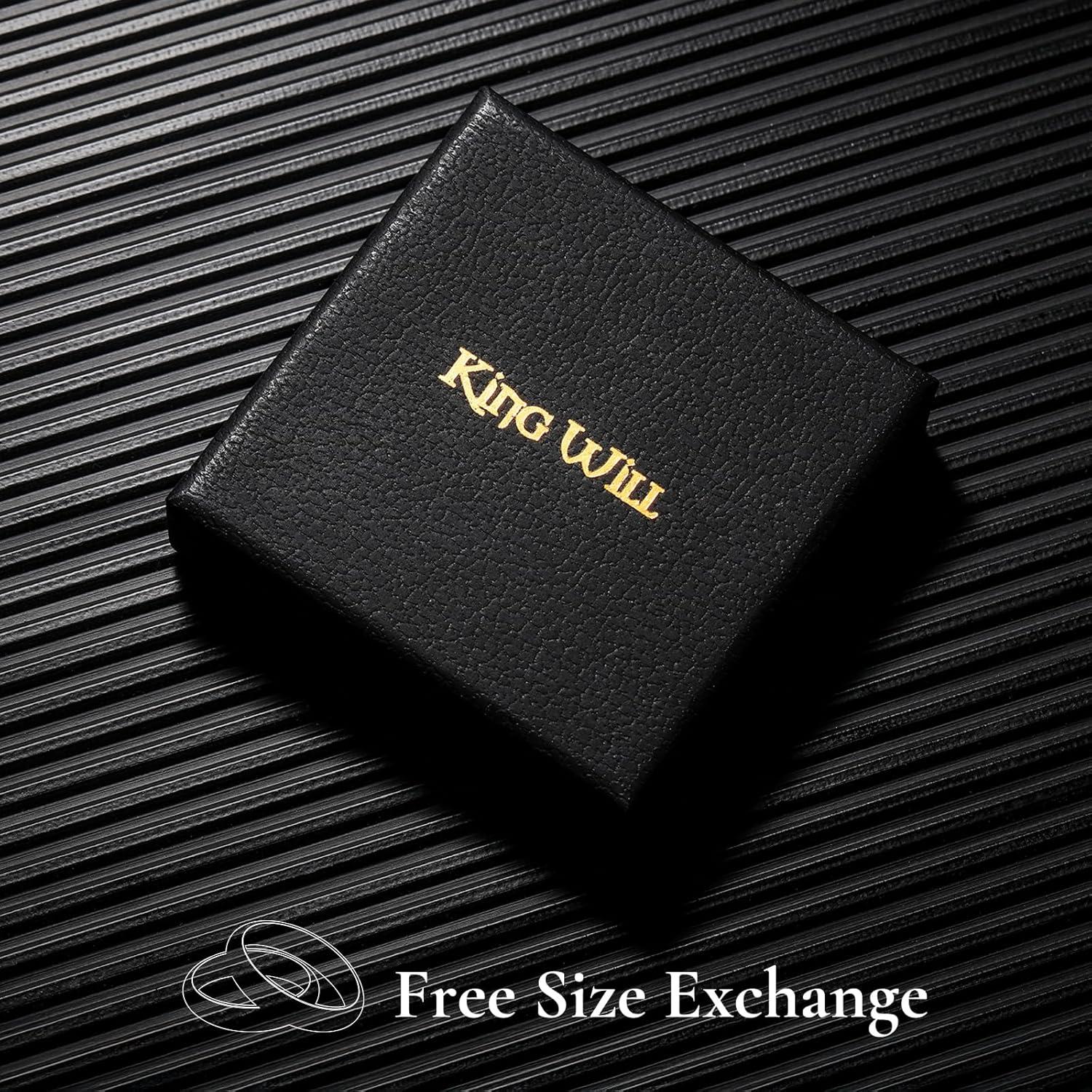 imageKing Will 8mm Black Spinner Stainless Steel Ring Fidget Anxiety Ring for Men with Greek KeyViking PatternRoman NumeralsHammered DesignChainBlackBlue