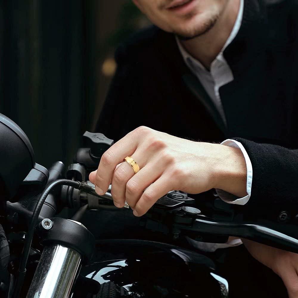 imageKing Will 8mm BlackGoldSilver Stainless Steel Ring Lords Prayer Rotatable Ring Men Wedding Band Rings Comfort Fitgold