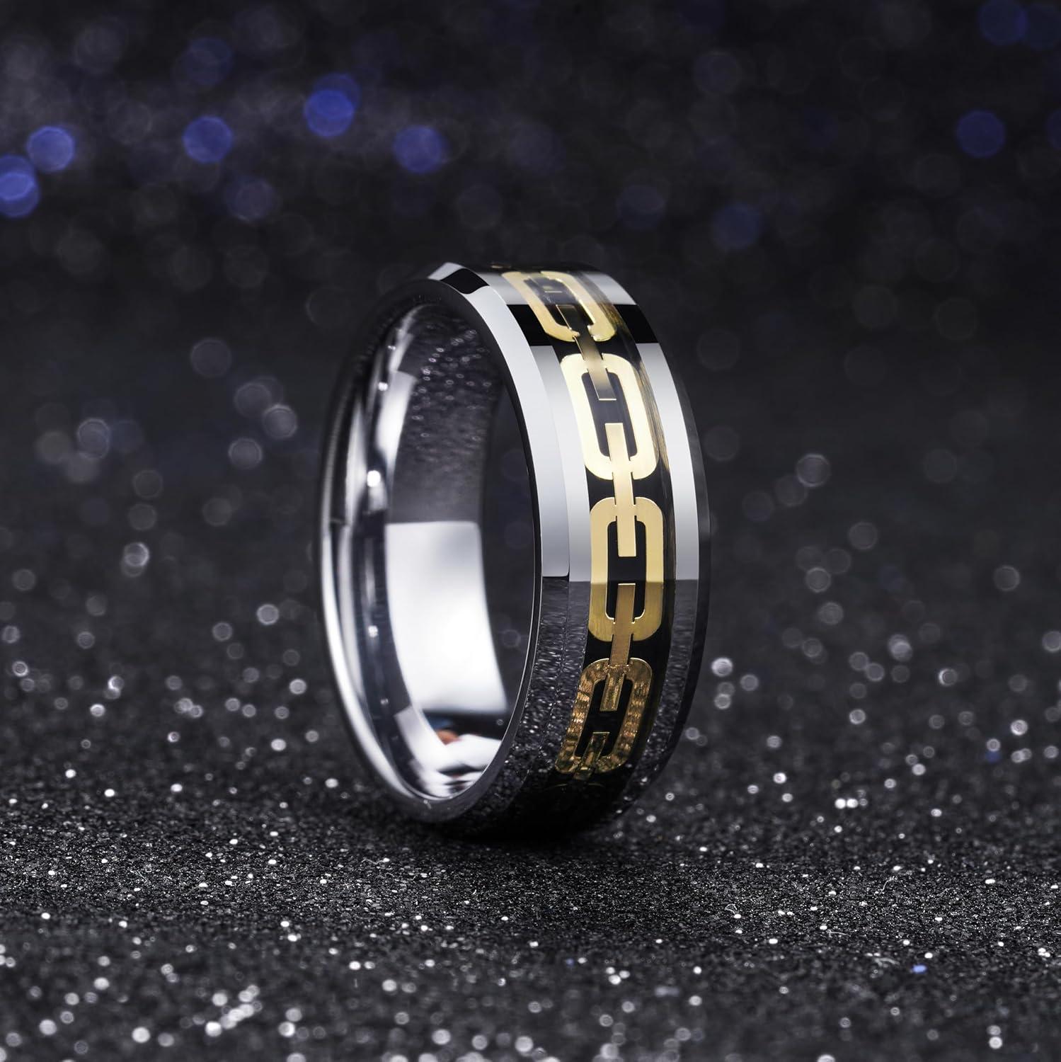 imageKing Will 8mm Mens Tungsten Wedding Band Masonic Compass Square Free Mason RingIrish CladdaghSpiderOpal Sticker Inlay Skull Cashew Flower Gold Chain Silver Engagement Ring Beveled Polished EdgeSilverGold Chain Opal Stick Inlay