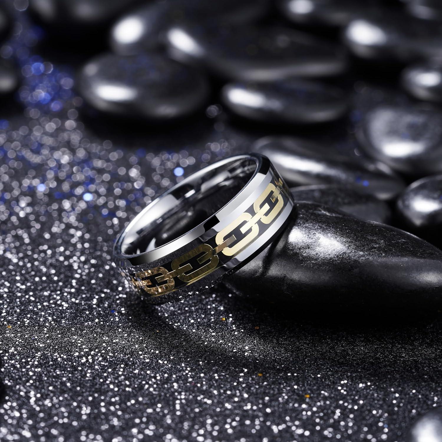 imageKing Will 8mm Mens Tungsten Wedding Band Masonic Compass Square Free Mason RingIrish CladdaghSpiderOpal Sticker Inlay Skull Cashew Flower Gold Chain Silver Engagement Ring Beveled Polished EdgeSilverGold Chain Opal Stick Inlay