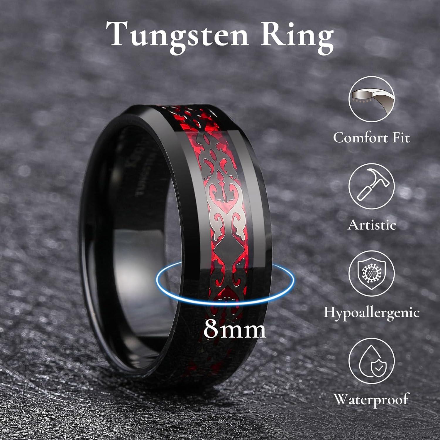 imageKing Will 8mm Mens Tungsten Wedding Band Masonic Compass Square Free Mason RingIrish CladdaghSpiderOpal Sticker Inlay Skull Cashew Flower Gold Chain Silver Engagement Ring Beveled Polished EdgePalace Sticker Red Opal