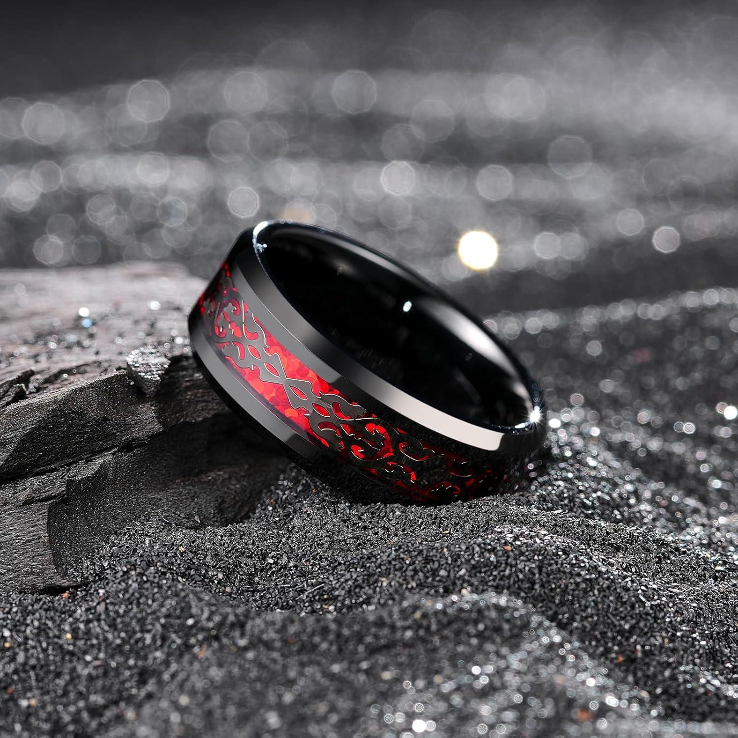 imageKing Will 8mm Mens Tungsten Wedding Band Masonic Compass Square Free Mason RingIrish CladdaghSpiderOpal Sticker Inlay Skull Cashew Flower Gold Chain Silver Engagement Ring Beveled Polished EdgePalace Sticker Red Opal