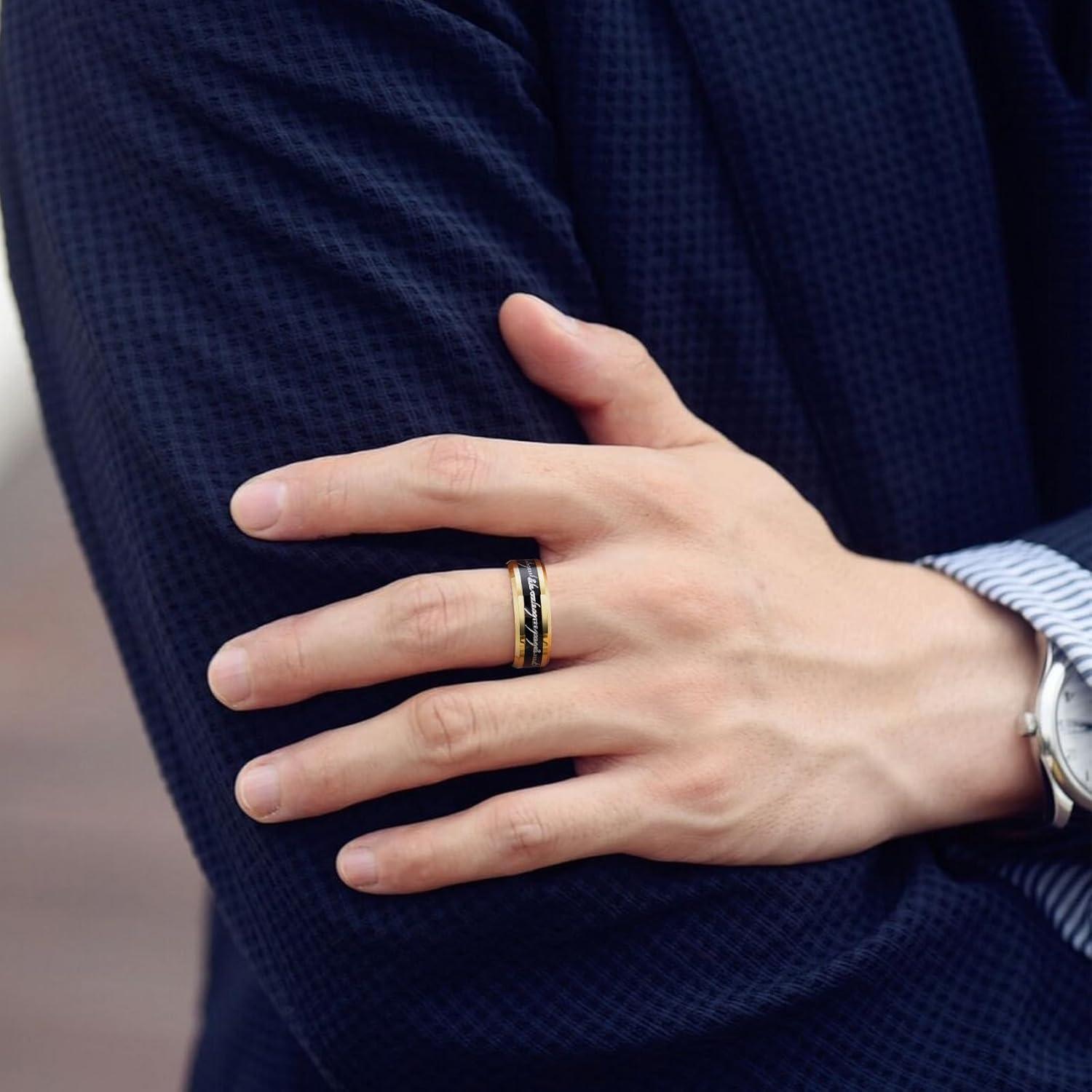 imageKing Will 8mm Tungsten Carbide Ring for Men BlackSilverGold Plated Wedding Bands High Polished Beveled Edge Comfort Fitgold black gunmetal