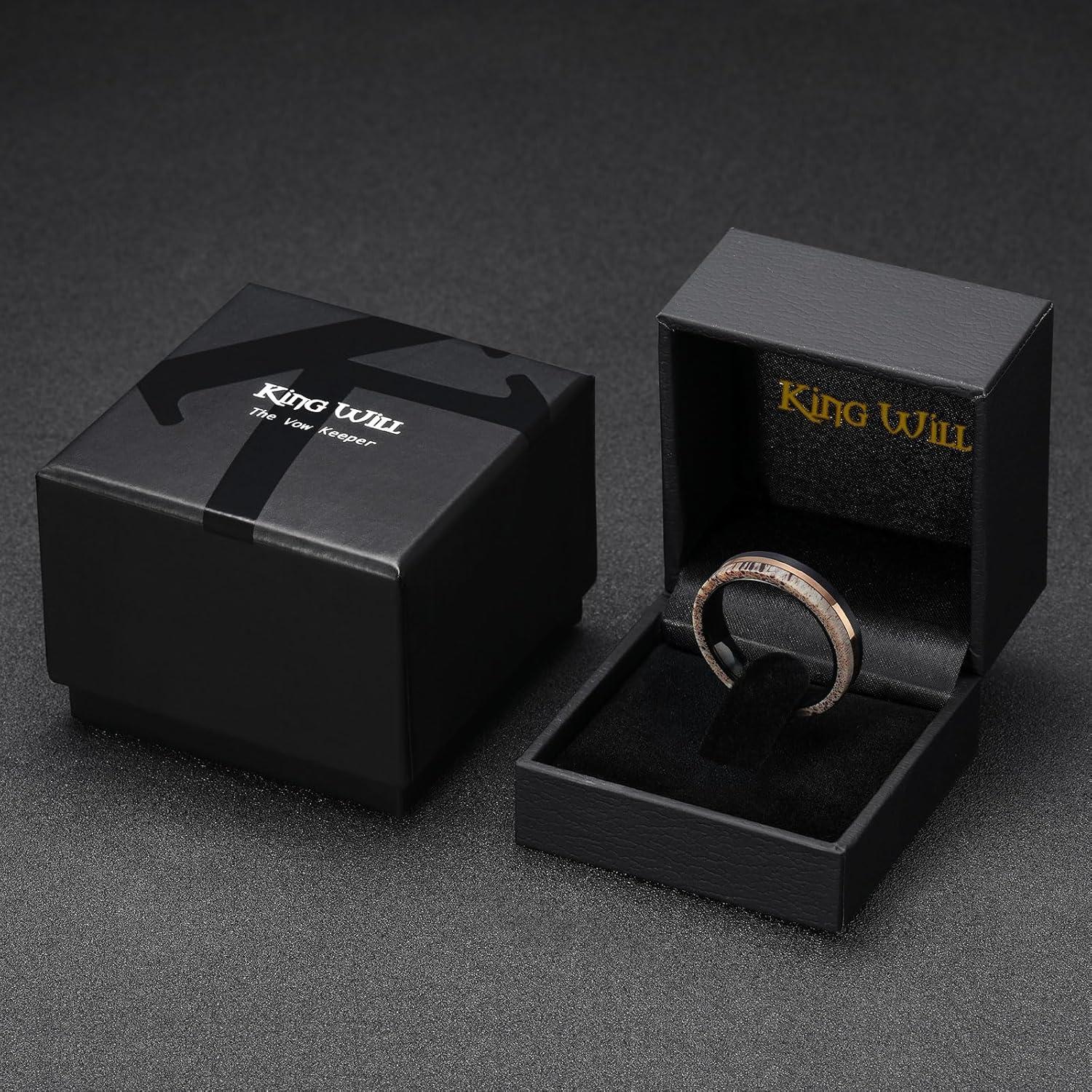 imageKing Will 8mm Wooden Wedding Band Celtic Deer Mens Rings Engagement Ring Anniversary Couple Bands Set Comfort Fit Size 6144mm black