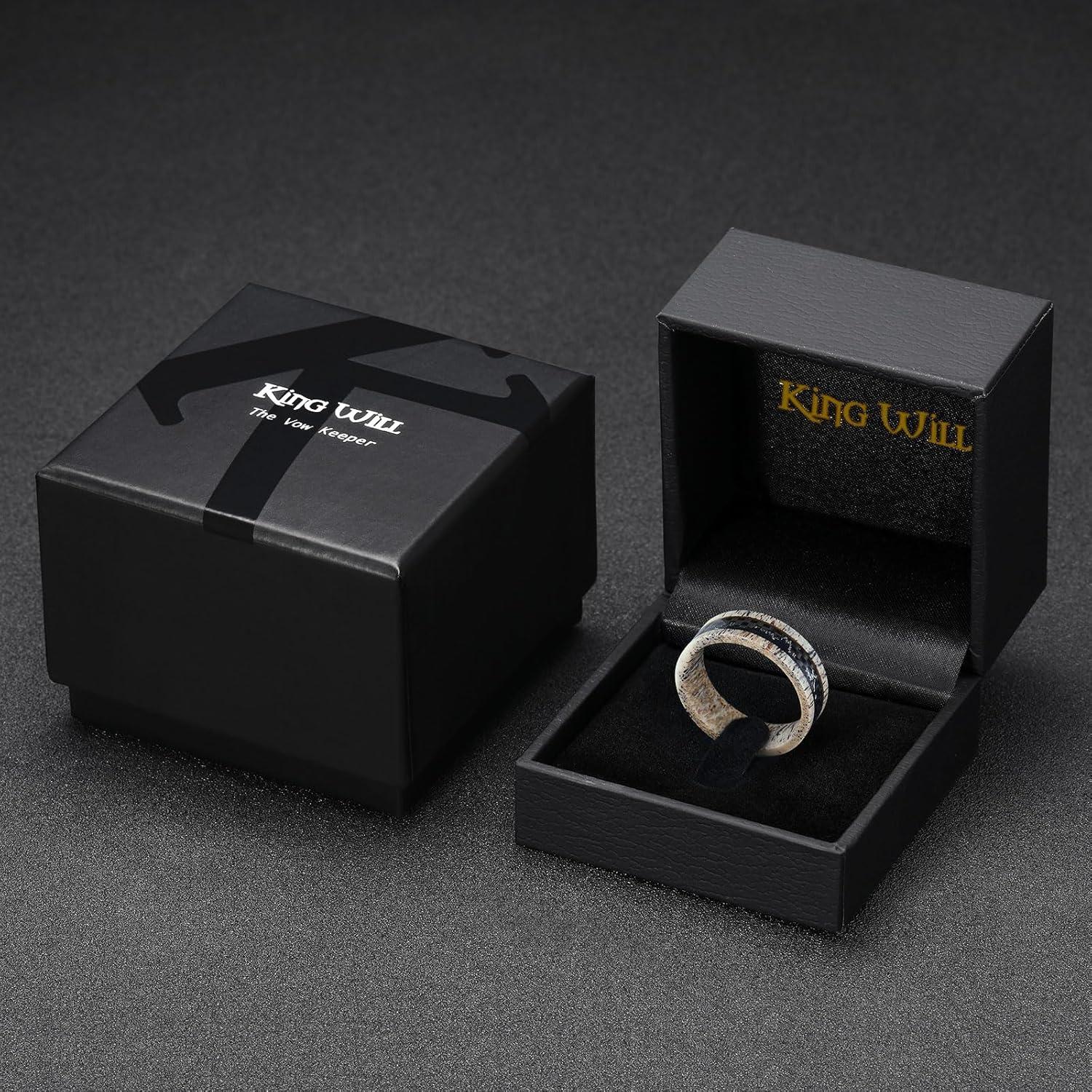 imageKing Will 8mm Wooden Wedding Band Celtic Deer Mens Rings Engagement Ring Anniversary Couple Bands Set Comfort Fit Size 614Deer