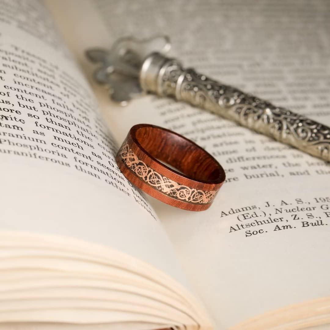 imageKing Will 8mm Wooden Wedding Band Celtic Deer Mens Rings Engagement Ring Anniversary Couple Bands Set Comfort Fit Size 614Dragon