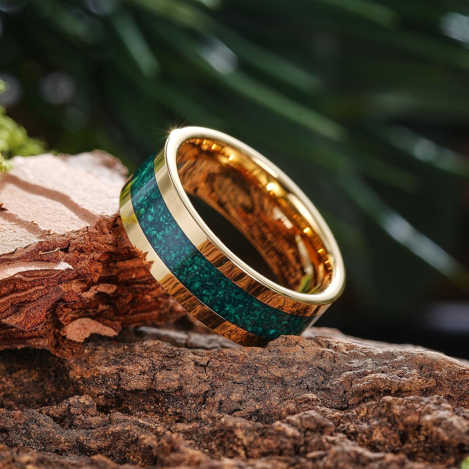 imageKing Will 8mm Wooden Wedding Band Celtic Deer Mens Rings Engagement Ring Anniversary Couple Bands Set Comfort Fit Size 614Gold8mm