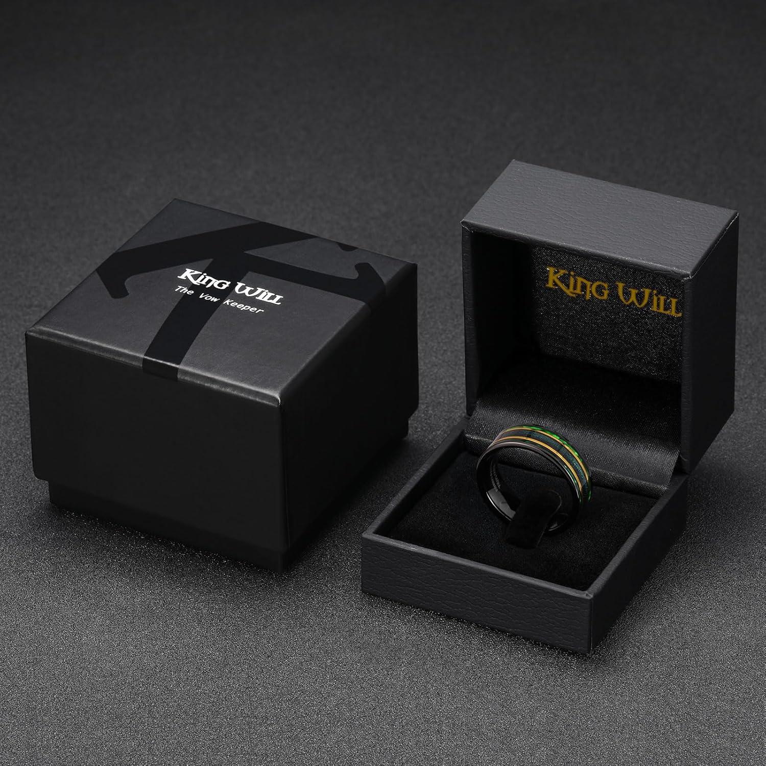 imageKing Will 8mm Wooden Wedding Band Celtic Deer Mens Rings Engagement Ring Anniversary Couple Bands Set Comfort Fit Size 614Green Blue Green