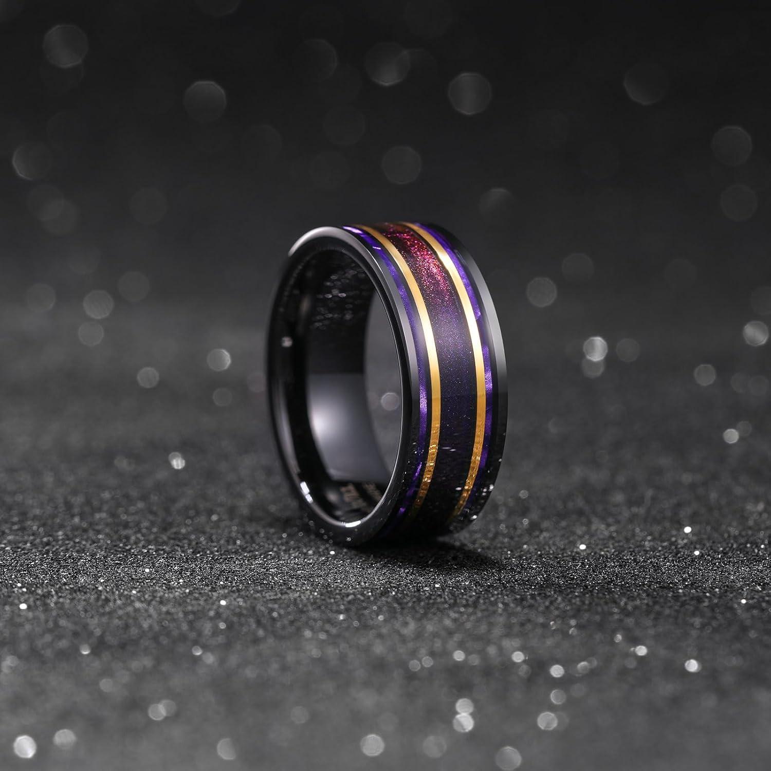 imageKing Will 8mm Wooden Wedding Band Celtic Deer Mens Rings Engagement Ring Anniversary Couple Bands Set Comfort Fit Size 614Purple Blue Purple Orange