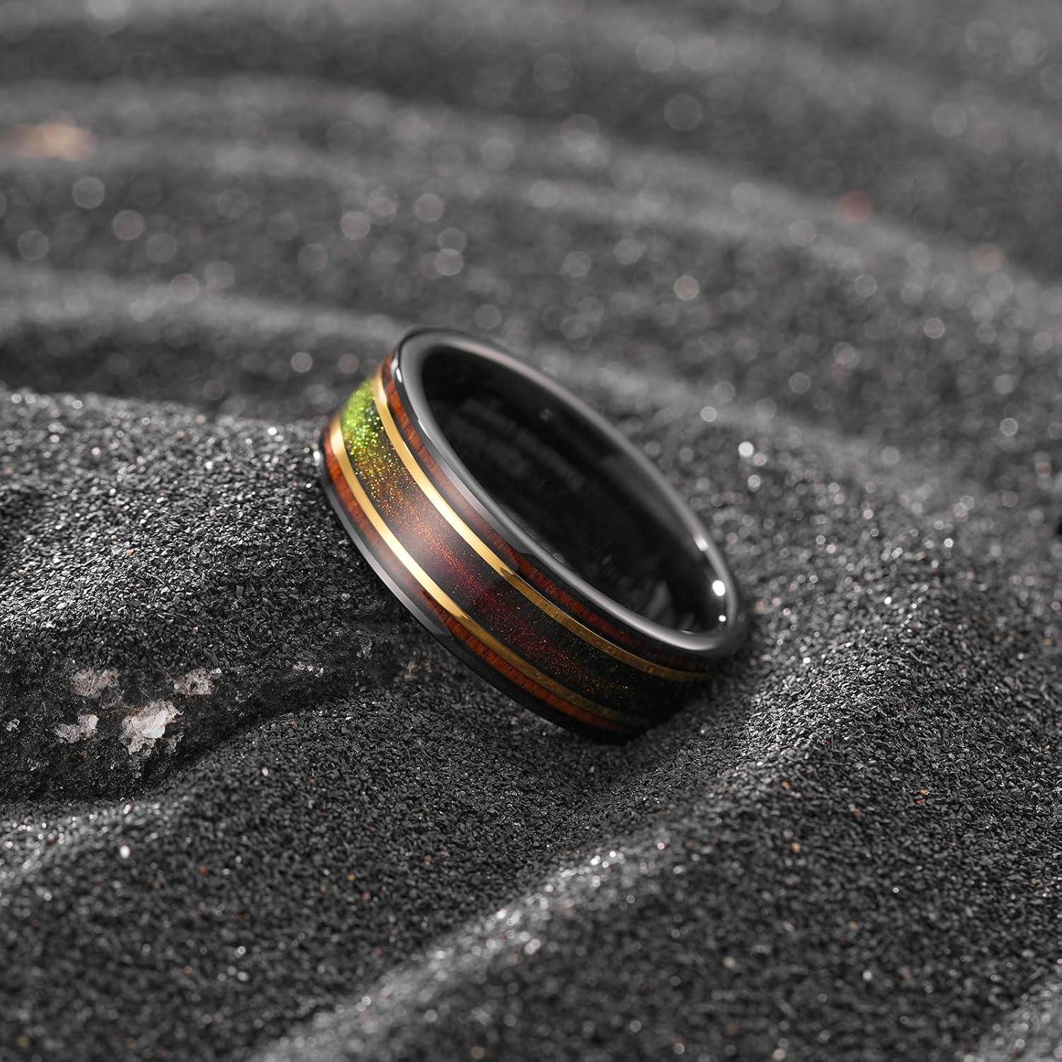 imageKing Will 8mm Wooden Wedding Band Celtic Deer Mens Rings Engagement Ring Anniversary Couple Bands Set Comfort Fit Size 614Wood Orangish Red