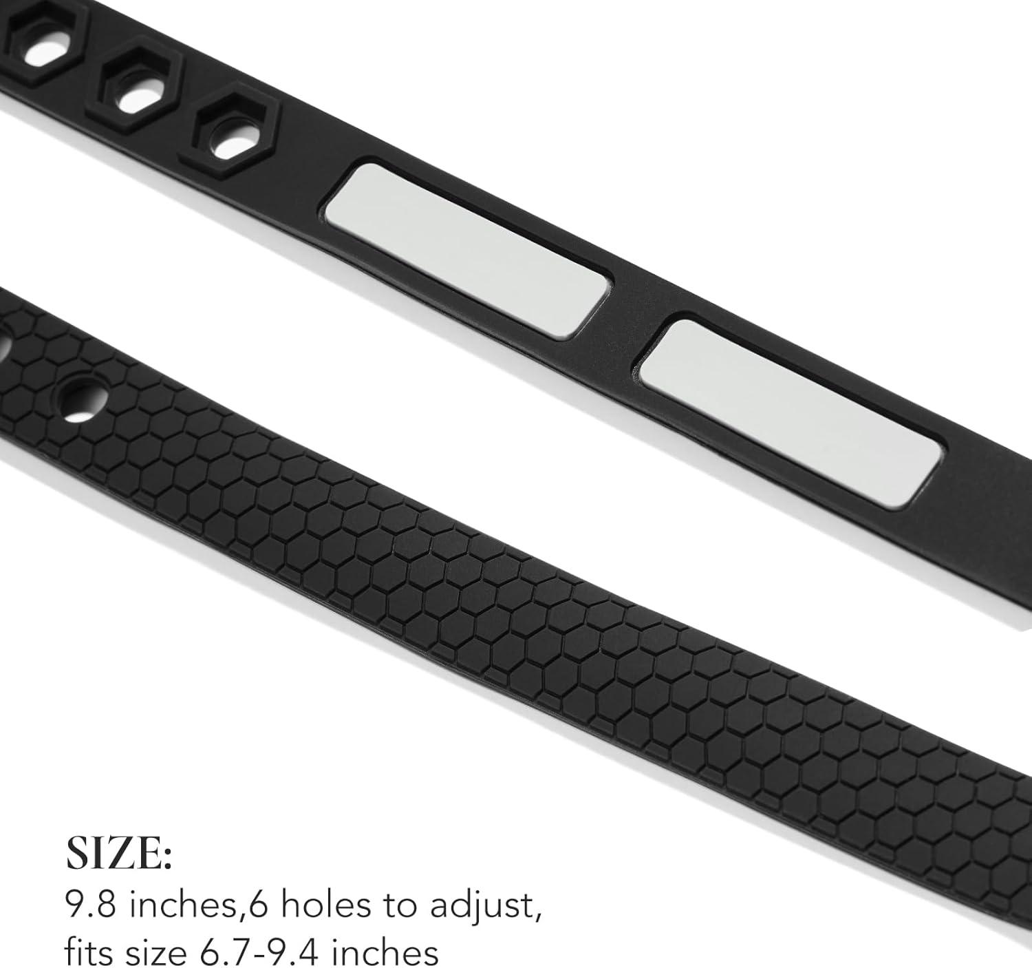 imageKing Will Adjustable Silicone Bracelet for Men 10quotquot Breathable Rubber Wristband Designed with LightingSquares BlackGreyBlack Honeycomb