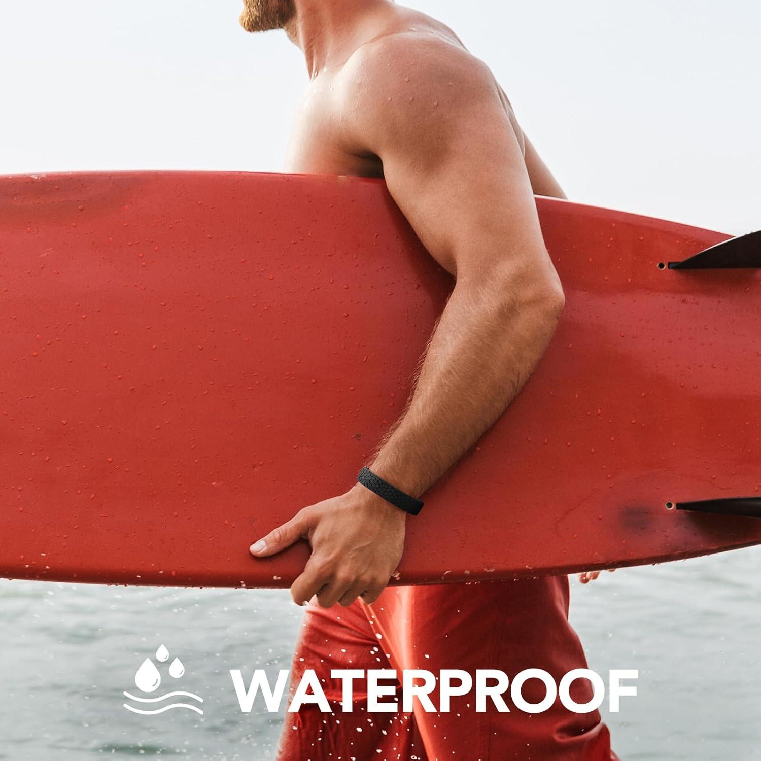 imageKing Will Adjustable Silicone Bracelet for Men 10quotquot Breathable Rubber Wristband Designed with LightingSquares BlackGreyBlack Honeycomb