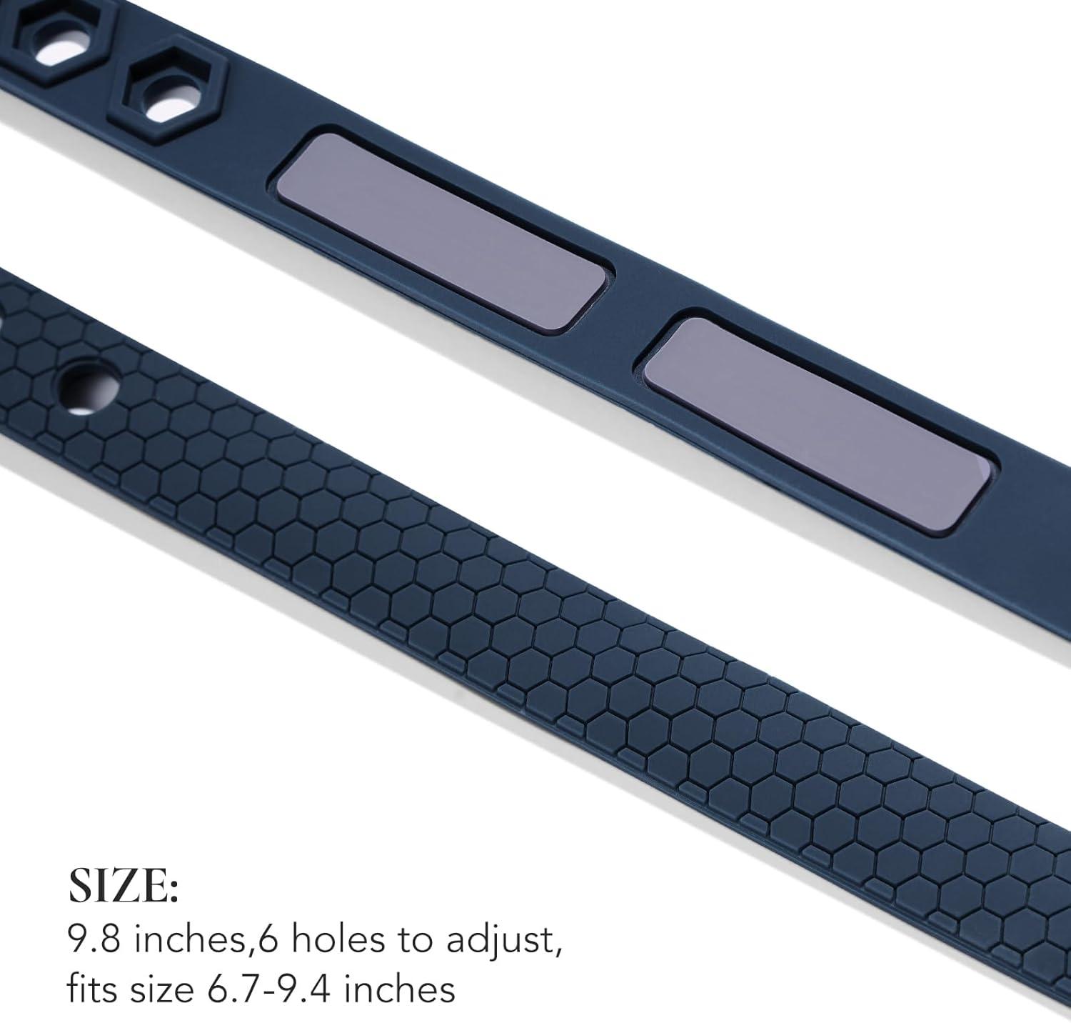 imageKing Will Adjustable Silicone Bracelet for Men 10quotquot Breathable Rubber Wristband Designed with LightingSquares BlackGreyBlue Honeycomb