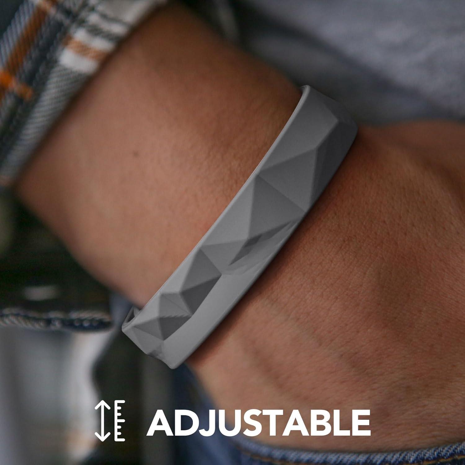 imageKing Will Adjustable Silicone Bracelet for Men 10quotquot Breathable Rubber Wristband Designed with LightingSquares BlackGreyGrey Squares