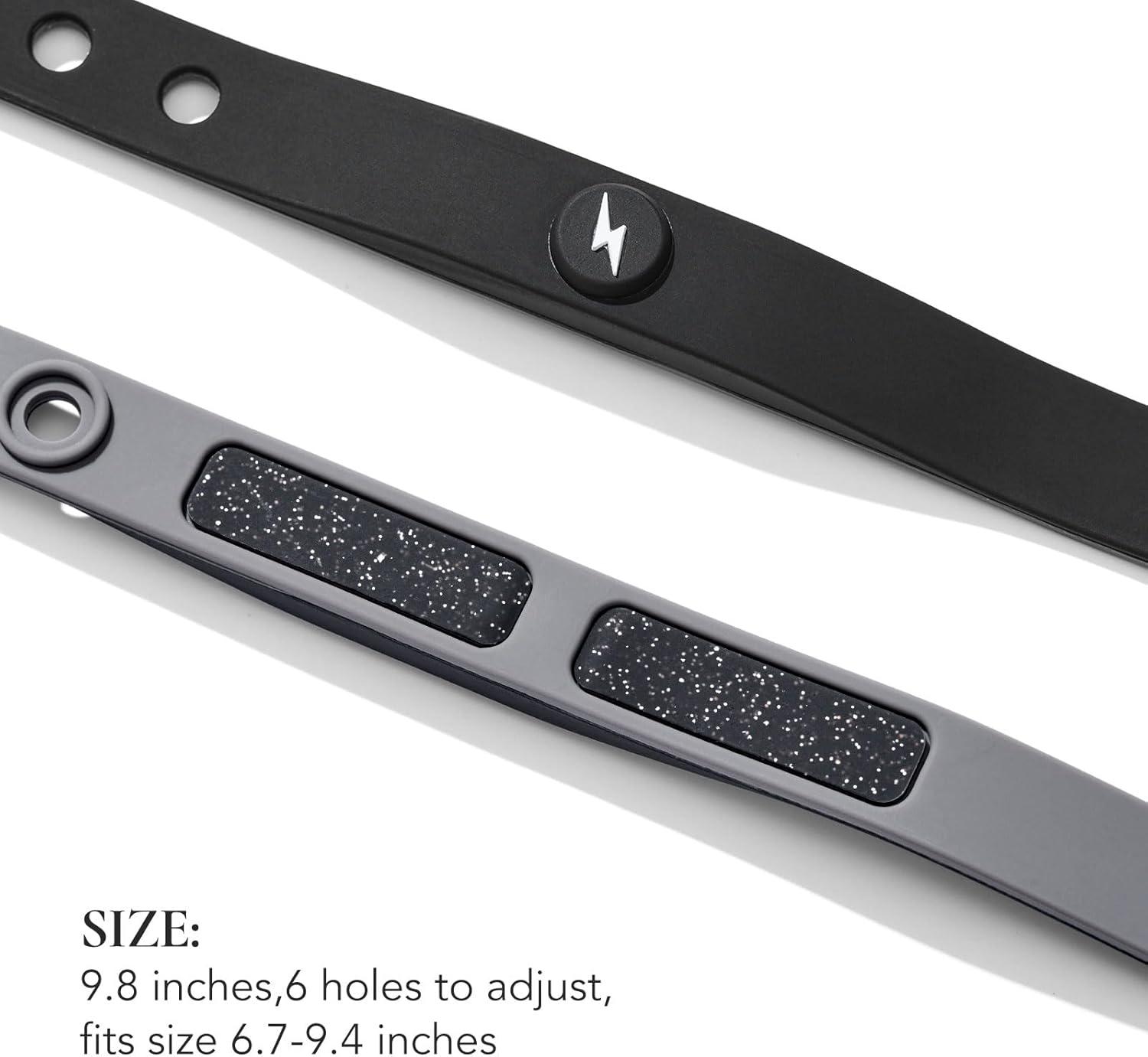 imageKing Will Adjustable Silicone Bracelet for Men 10quotquot Breathable Rubber Wristband Designed with LightingSquares BlackGreyLighting