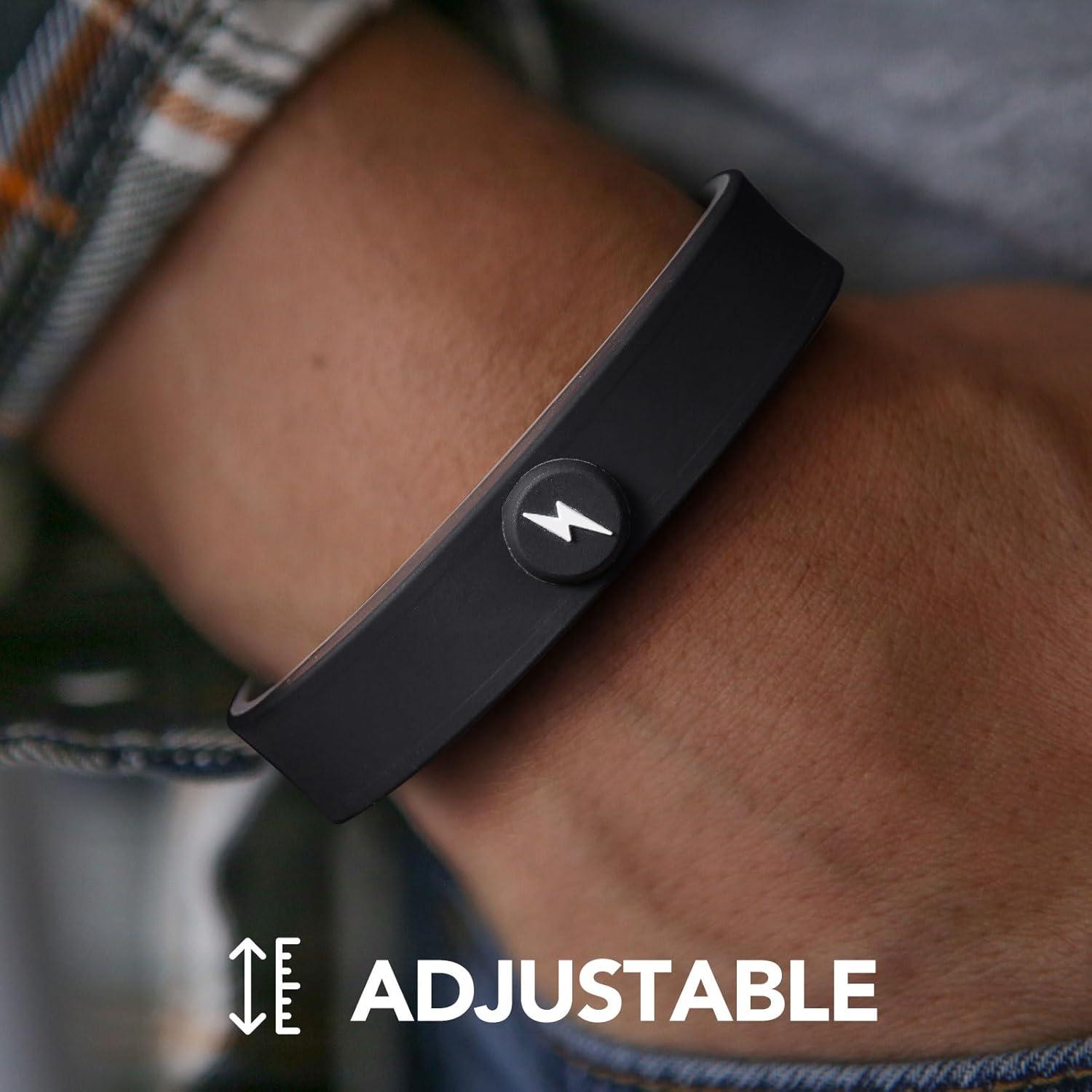 imageKing Will Adjustable Silicone Bracelet for Men 10quotquot Breathable Rubber Wristband Designed with LightingSquares BlackGreyLighting