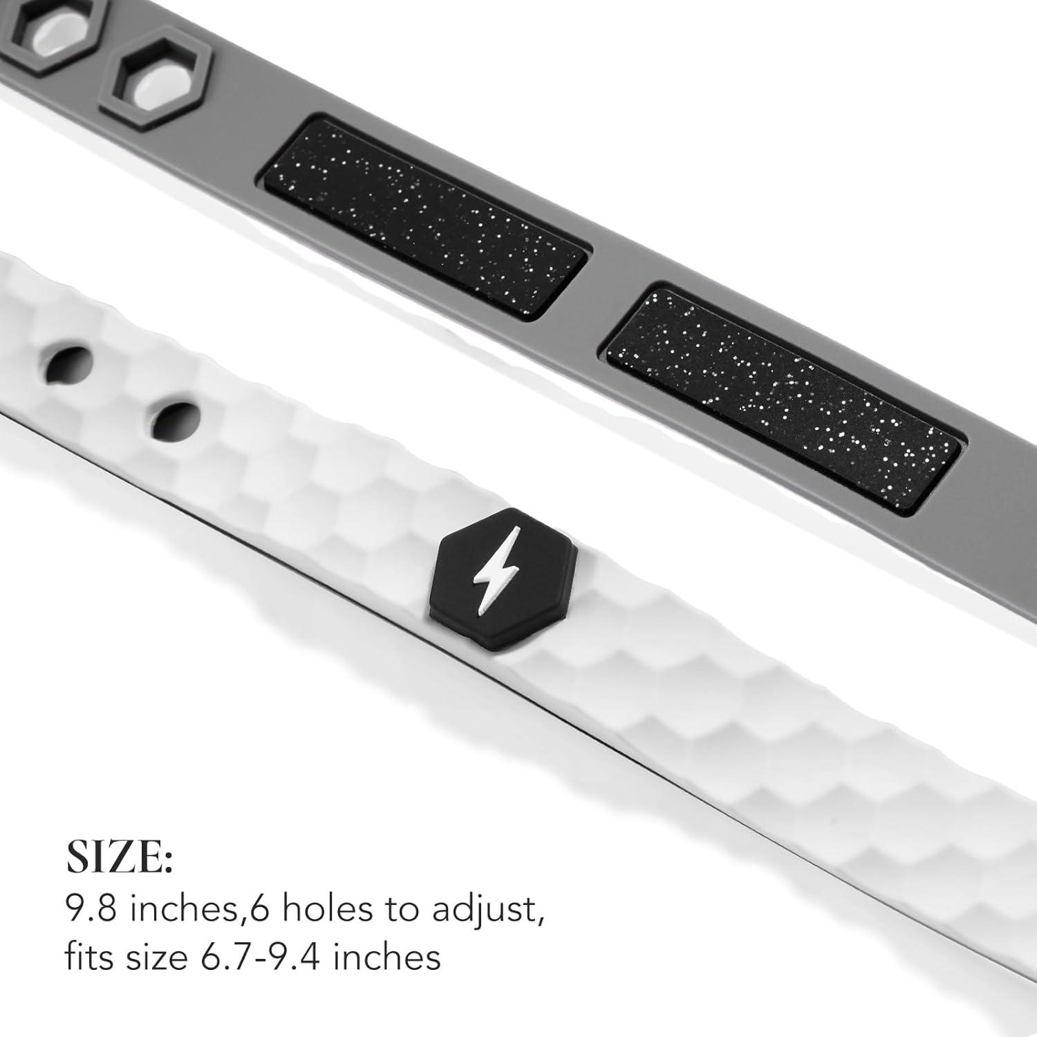 imageKing Will Adjustable Silicone Bracelet for Men 10quotquot Breathable Rubber Wristband Designed with LightingSquares BlackGreyWhite Rhombus