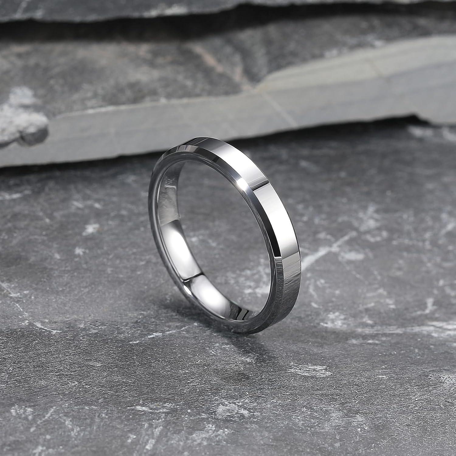 imageKing Will BASIC Men Women 4mm5mm6mm7mm8mm Tungsten Rings Polished Wedding Band Engagement Anniversary Band Comfort Fit4mm