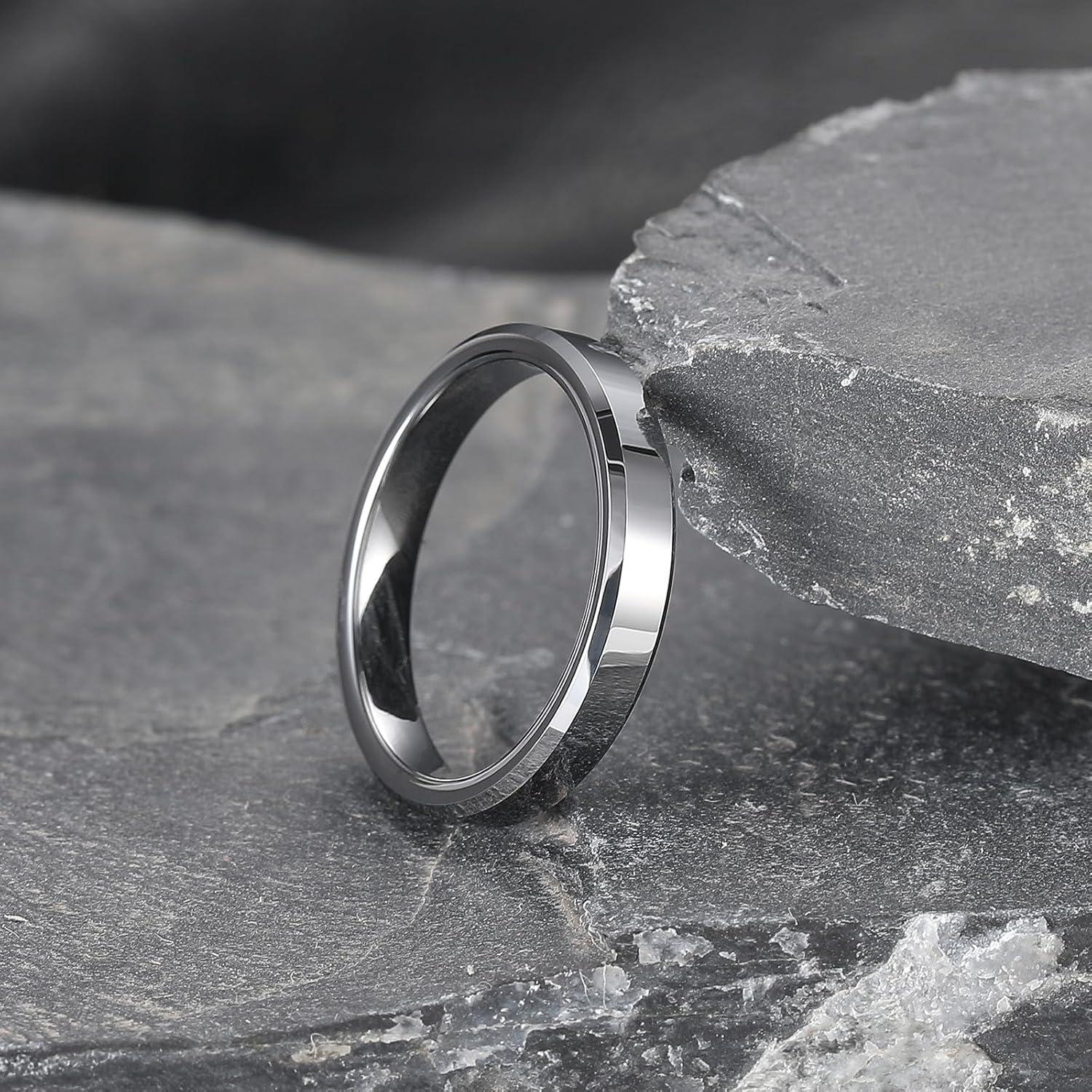 imageKing Will BASIC Men Women 4mm5mm6mm7mm8mm Tungsten Rings Polished Wedding Band Engagement Anniversary Band Comfort Fit4mm