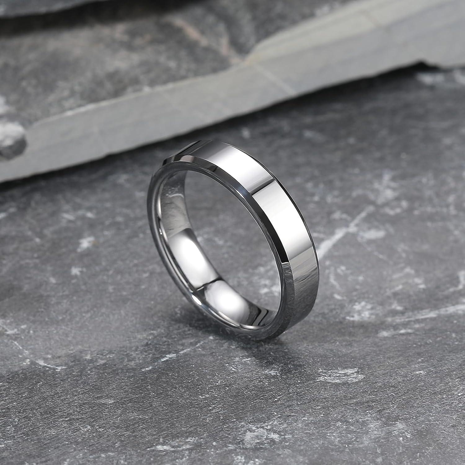 imageKing Will BASIC Men Women 4mm5mm6mm7mm8mm Tungsten Rings Polished Wedding Band Engagement Anniversary Band Comfort Fit5mm