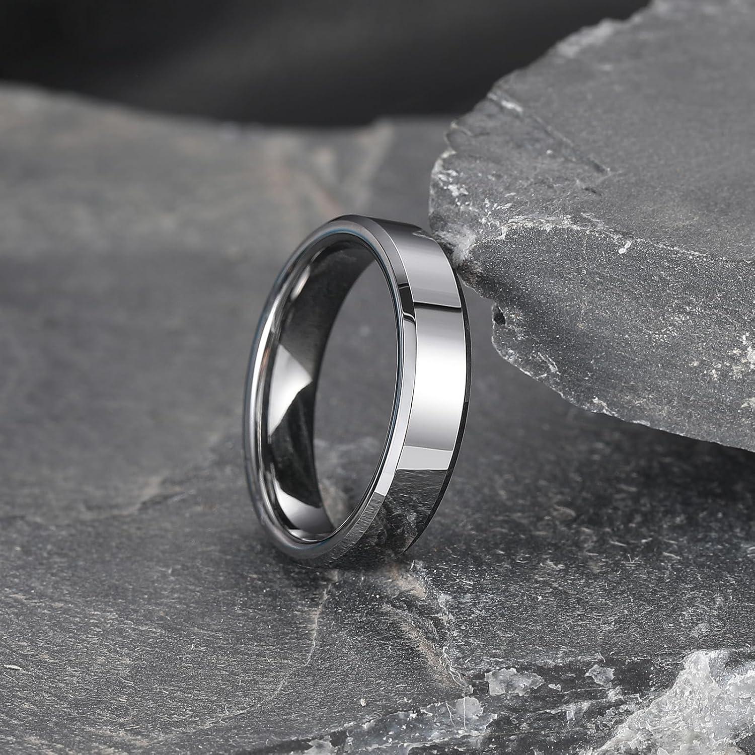 imageKing Will BASIC Men Women 4mm5mm6mm7mm8mm Tungsten Rings Polished Wedding Band Engagement Anniversary Band Comfort Fit5mm