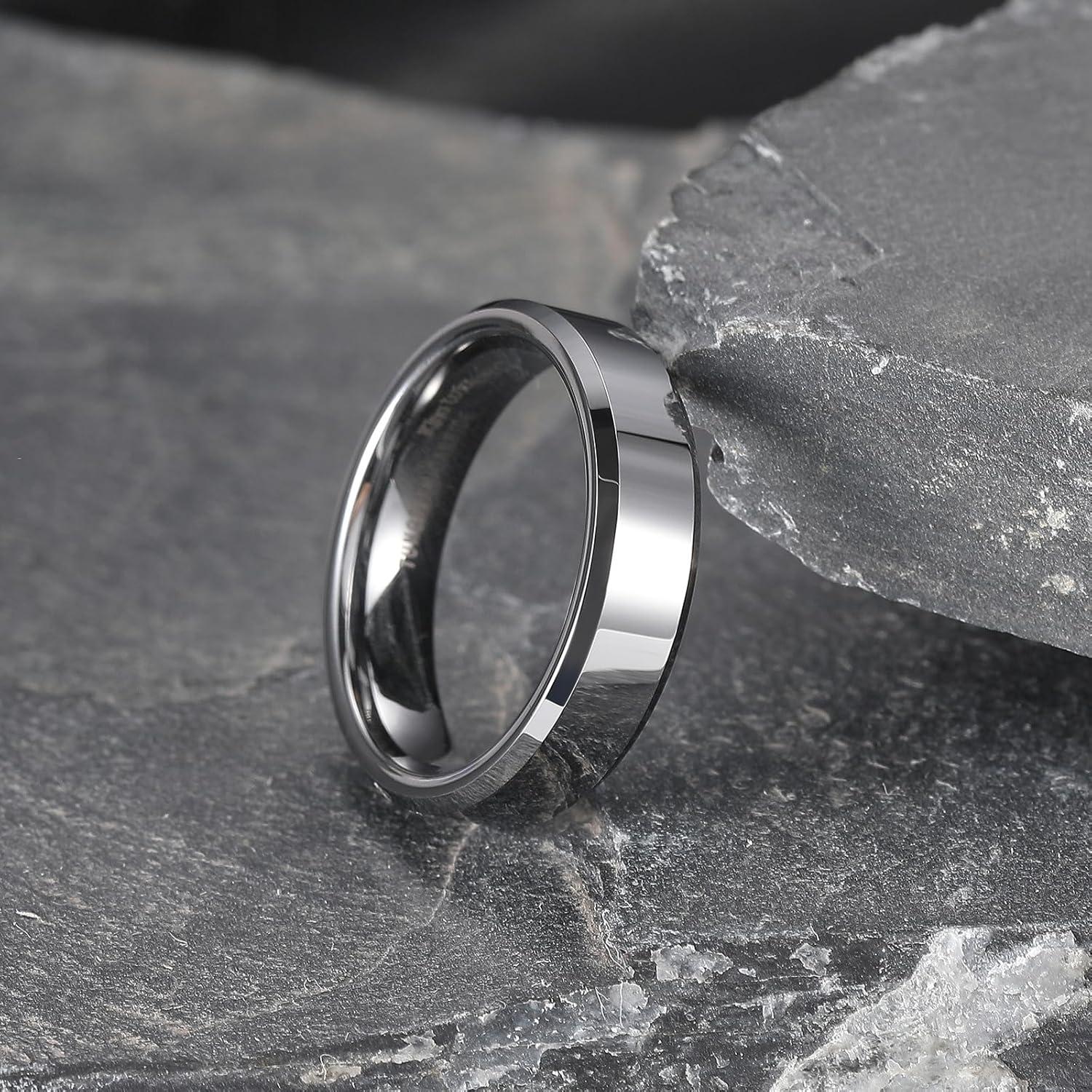 imageKing Will BASIC Men Women 4mm5mm6mm7mm8mm Tungsten Rings Polished Wedding Band Engagement Anniversary Band Comfort Fit6mm