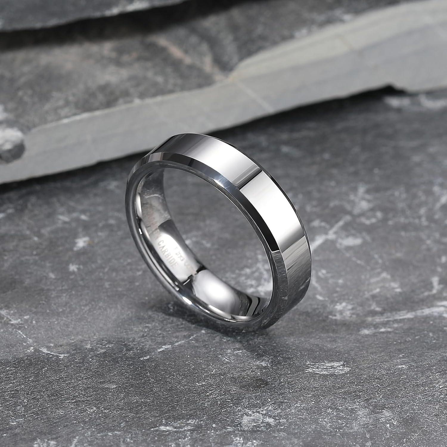 imageKing Will BASIC Men Women 4mm5mm6mm7mm8mm Tungsten Rings Polished Wedding Band Engagement Anniversary Band Comfort Fit6mm