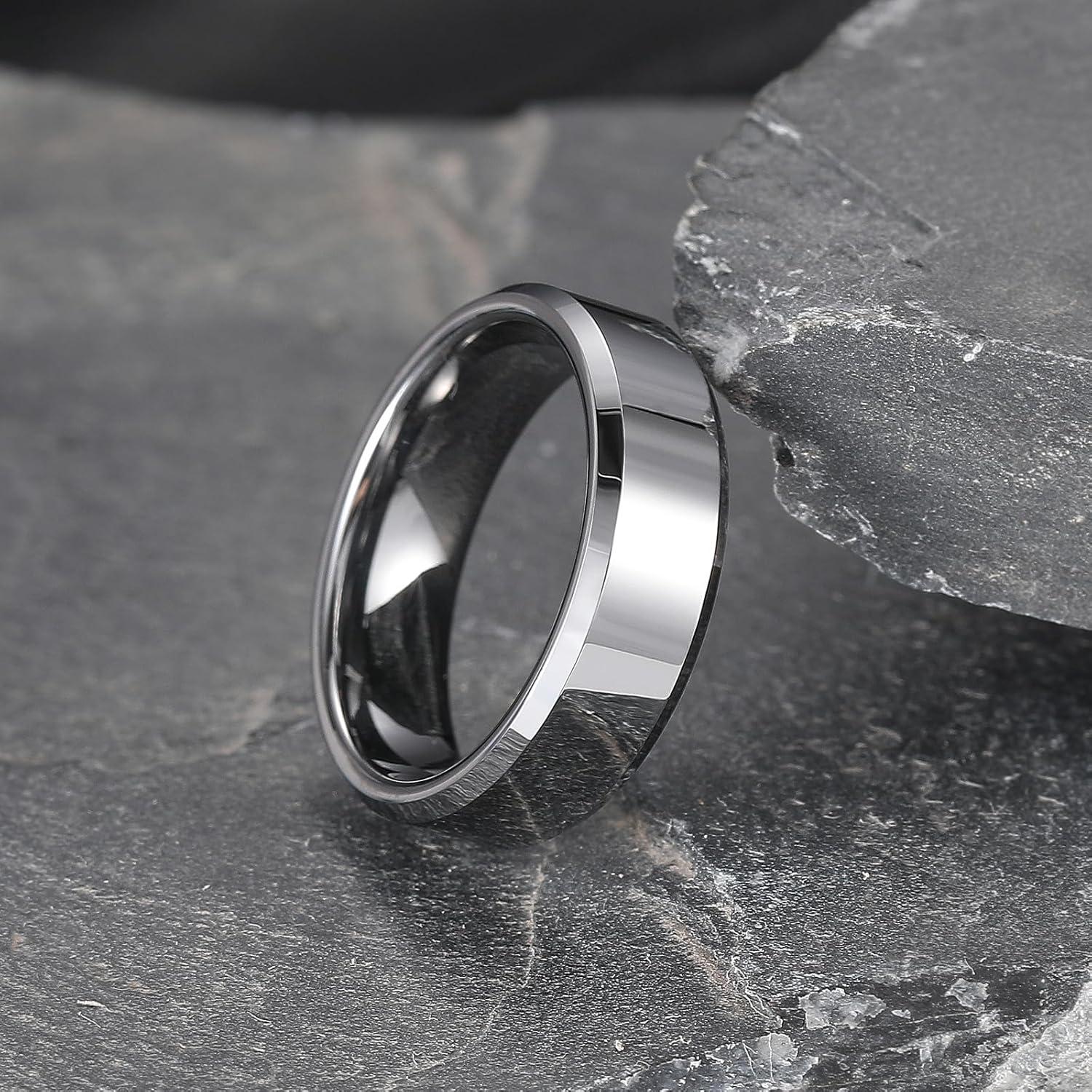 imageKing Will BASIC Men Women 4mm5mm6mm7mm8mm Tungsten Rings Polished Wedding Band Engagement Anniversary Band Comfort Fit7mm