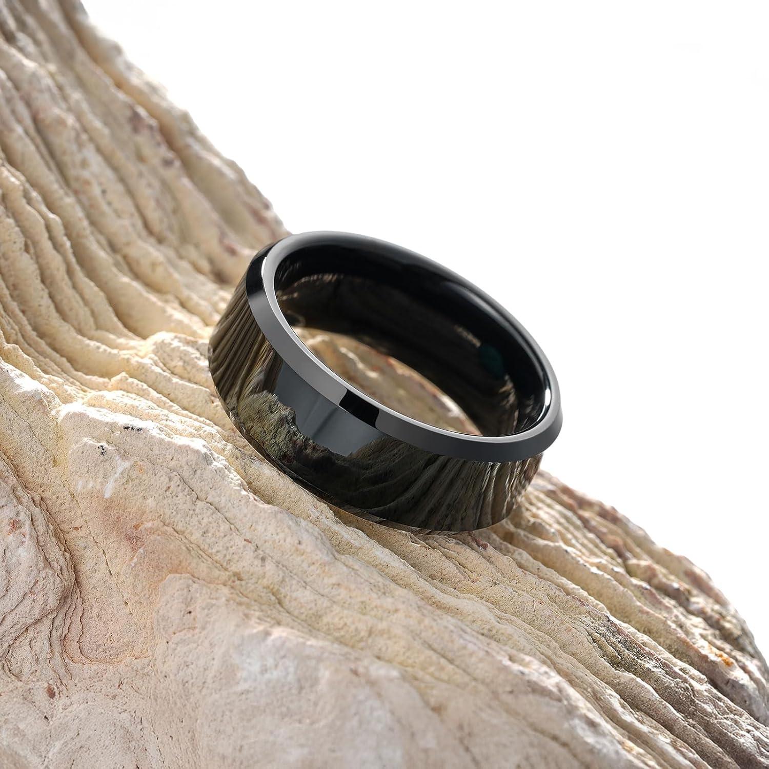 imageKing Will BASIC Men Women 4mm5mm6mm7mm8mm Tungsten Rings Polished Wedding Band Engagement Anniversary Band Comfort FitBlack 8mm