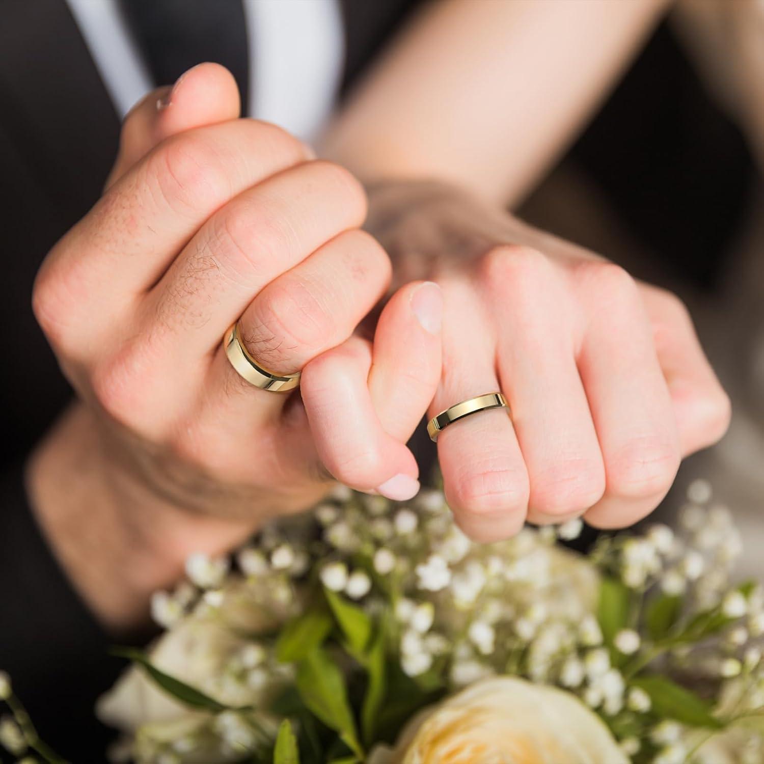 imageKing Will BASIC Men Women 4mm5mm6mm7mm8mm Tungsten Rings Polished Wedding Band Engagement Anniversary Band Comfort FitGold 4mm