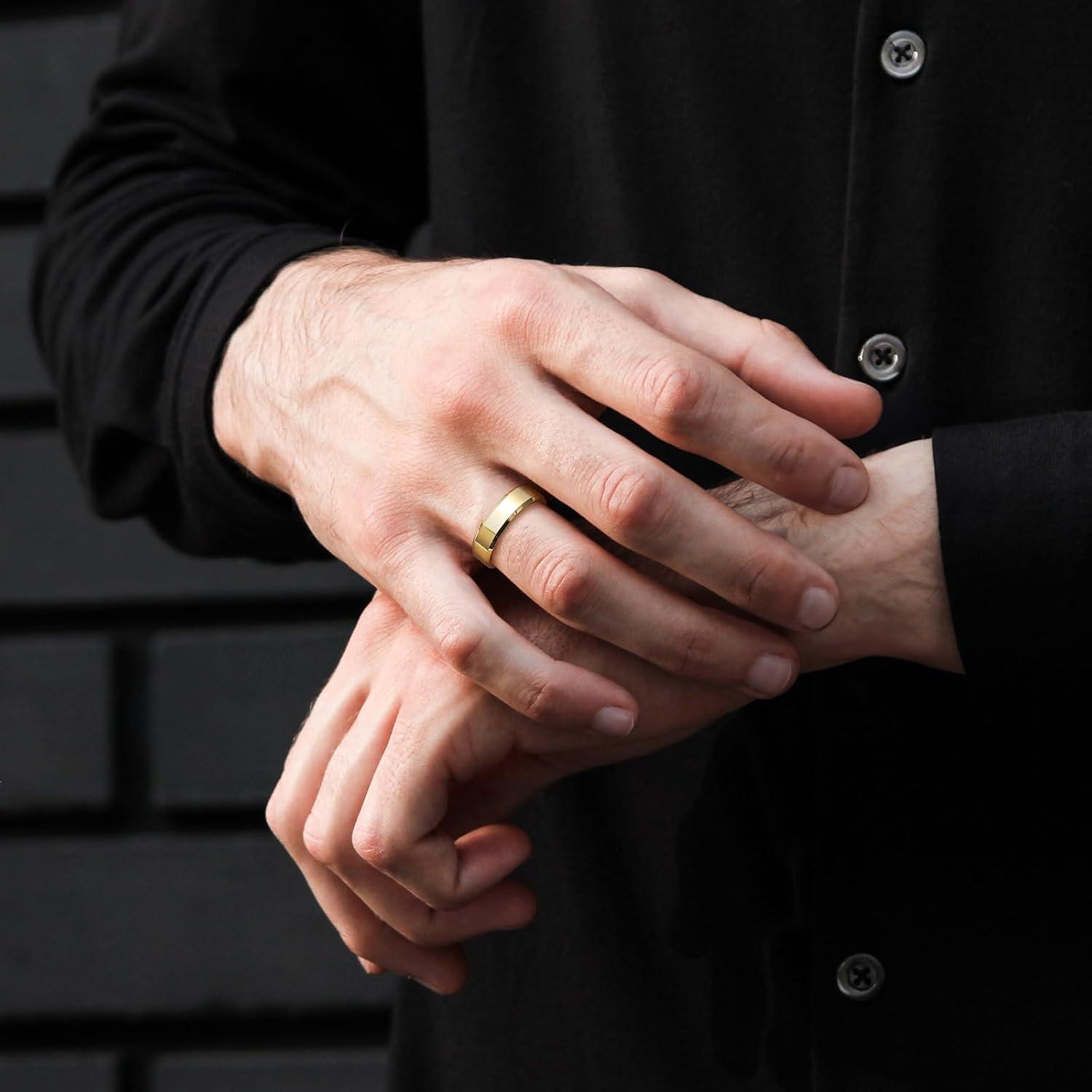 imageKing Will BASIC Men Women 4mm5mm6mm7mm8mm Tungsten Rings Polished Wedding Band Engagement Anniversary Band Comfort FitGold 4mm