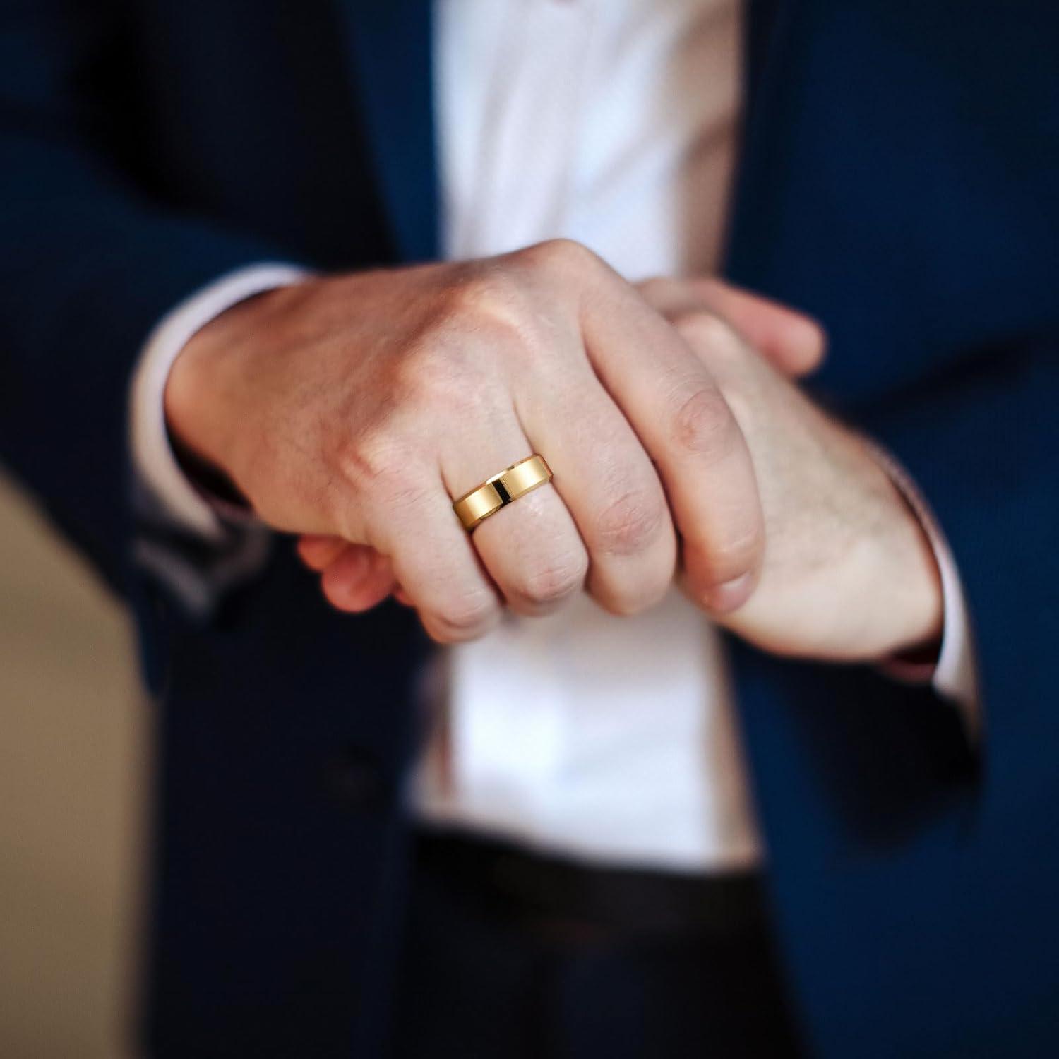 imageKing Will BASIC Men Women 4mm5mm6mm7mm8mm Tungsten Rings Polished Wedding Band Engagement Anniversary Band Comfort FitGold 7mm