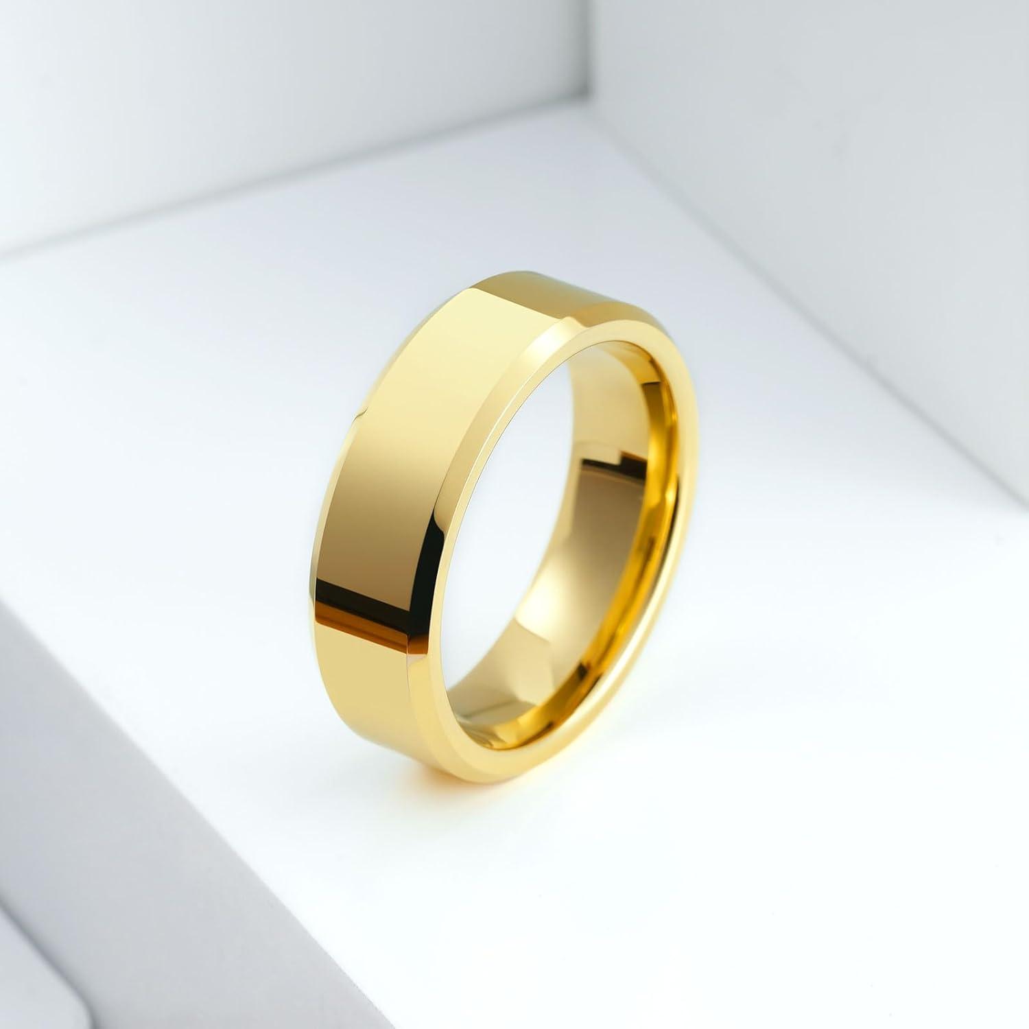 imageKing Will BASIC Men Women 4mm5mm6mm7mm8mm Tungsten Rings Polished Wedding Band Engagement Anniversary Band Comfort FitGold 7mm