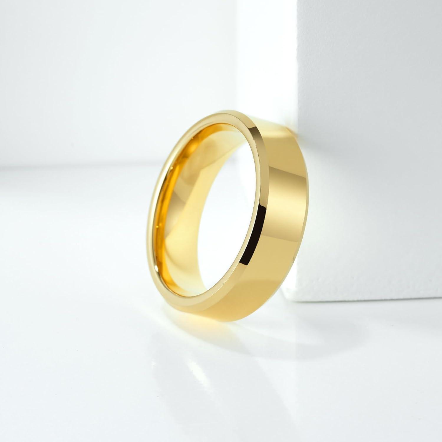 imageKing Will BASIC Men Women 4mm5mm6mm7mm8mm Tungsten Rings Polished Wedding Band Engagement Anniversary Band Comfort FitGold 7mm