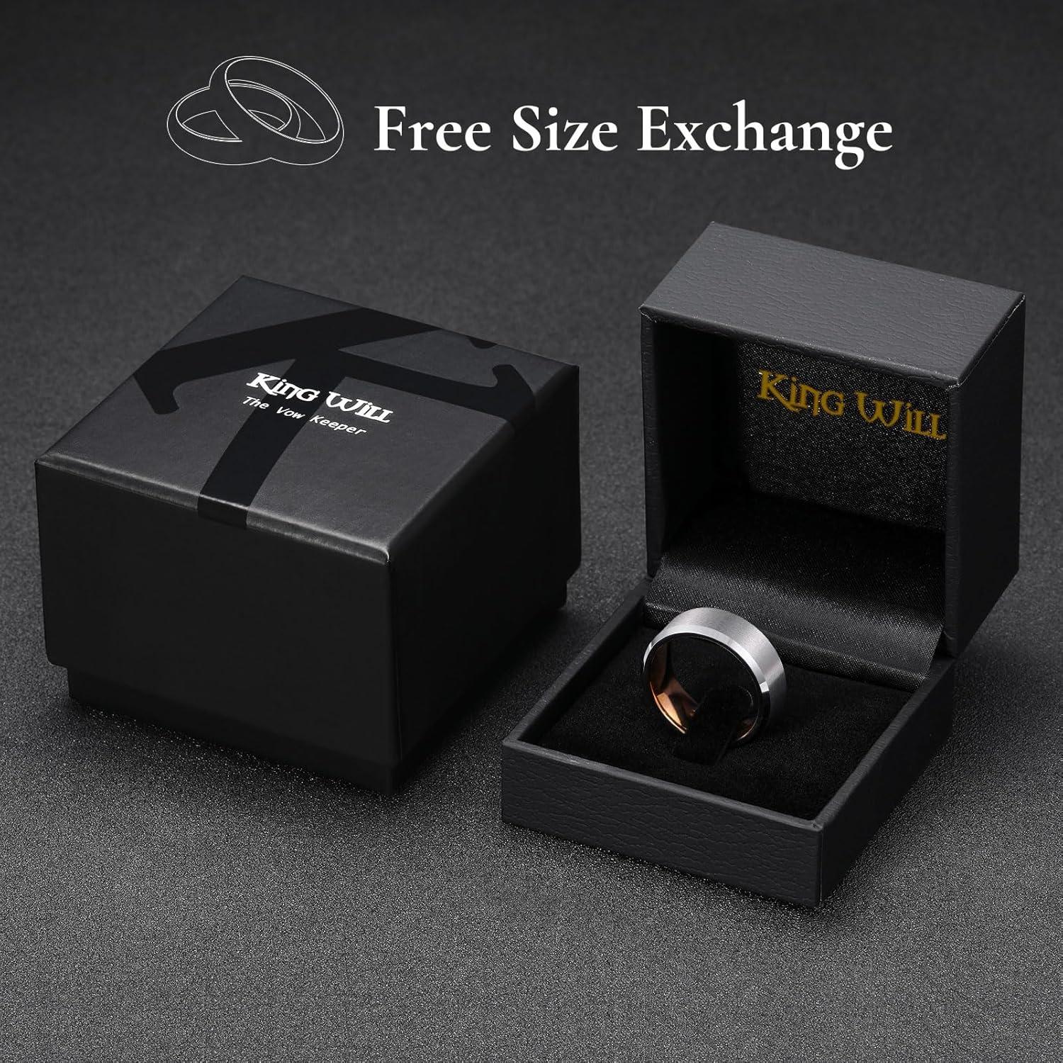 imageKing Will Basic Unisex SilverBlackBlueRose GoldGoldPurple Tungsten Carbide Matte Polished Finish Wedding Beveled Edge Engagement Band Ring for Men Women8mm Silver Rose Gold