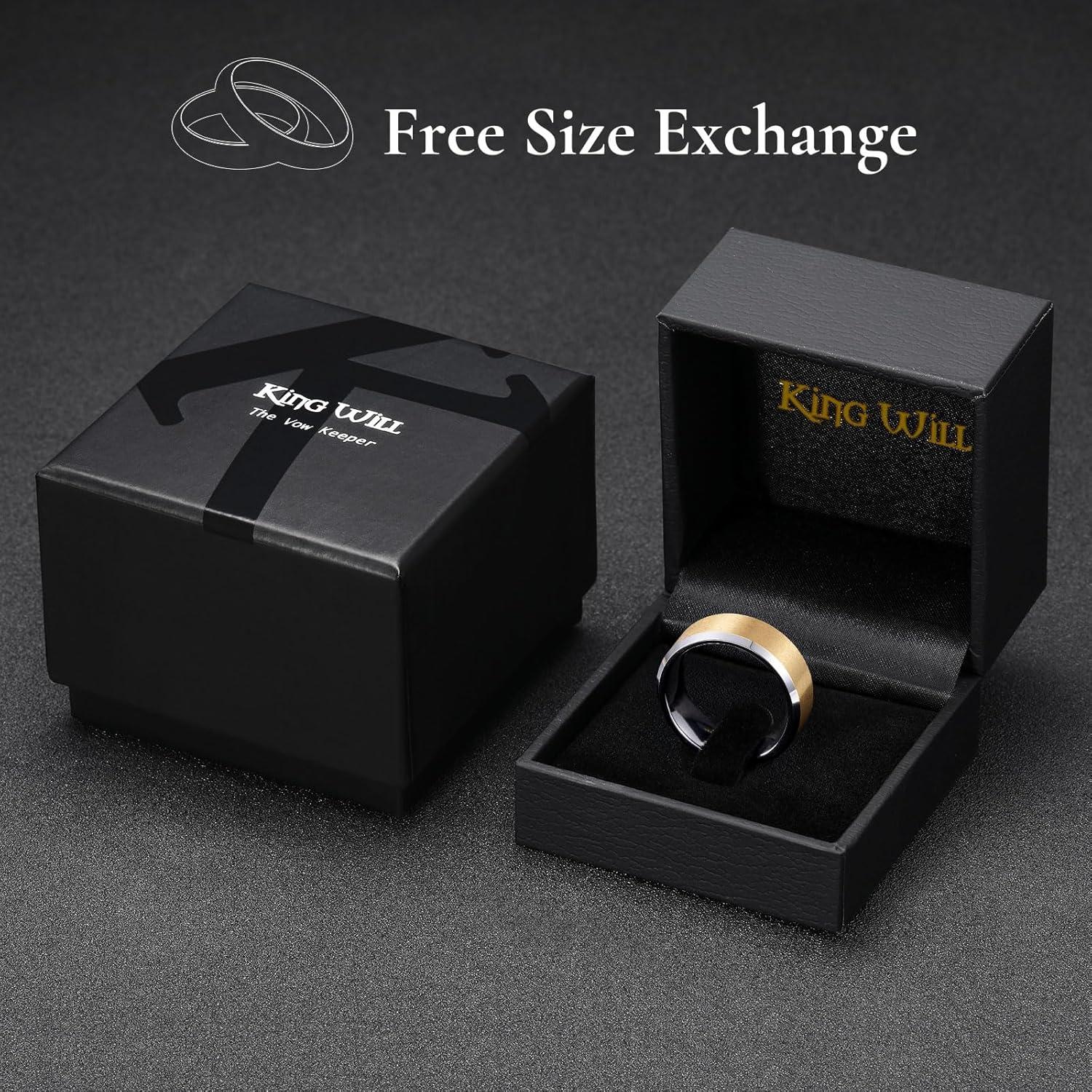 imageKing Will Basic Unisex SilverBlackBlueRose GoldGoldPurple Tungsten Carbide Matte Polished Finish Wedding Beveled Edge Engagement Band Ring for Men Women8mm Gold Silver