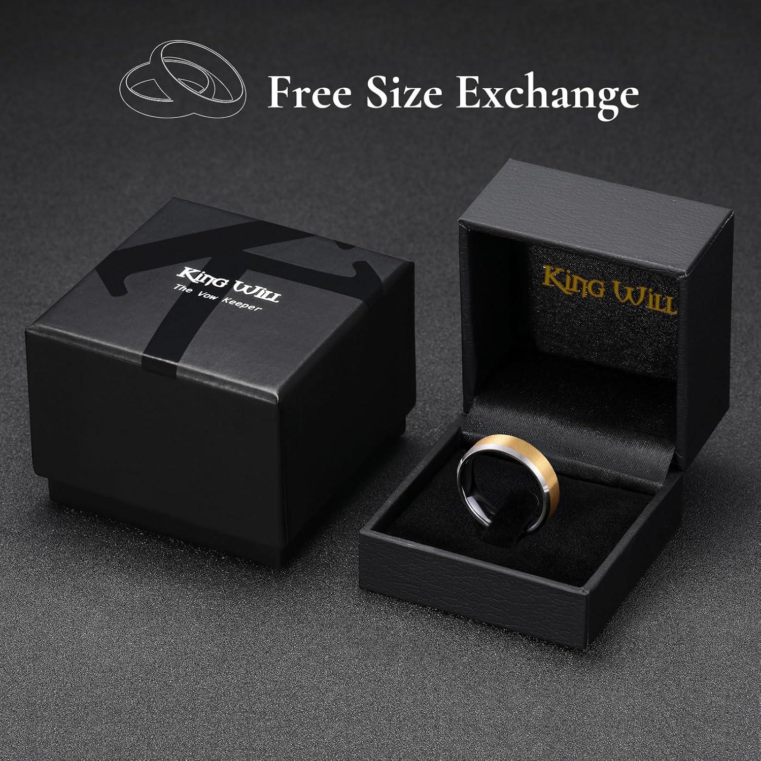 imageKing Will Basic Unisex SilverBlackBlueRose GoldGoldPurple Tungsten Carbide Matte Polished Finish Wedding Beveled Edge Engagement Band Ring for Men Women6mm Gold Silver