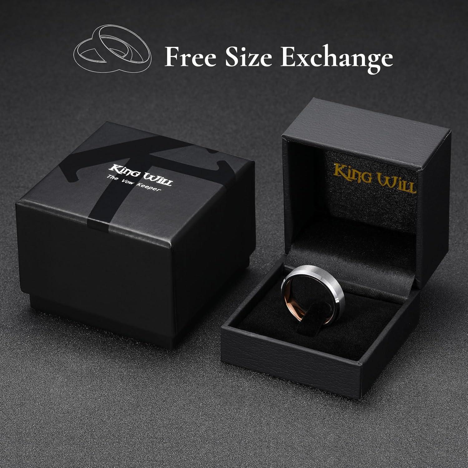 imageKing Will Basic Unisex SilverBlackBlueRose GoldGoldPurple Tungsten Carbide Matte Polished Finish Wedding Beveled Edge Engagement Band Ring for Men Women6mm Silver Rose Gold