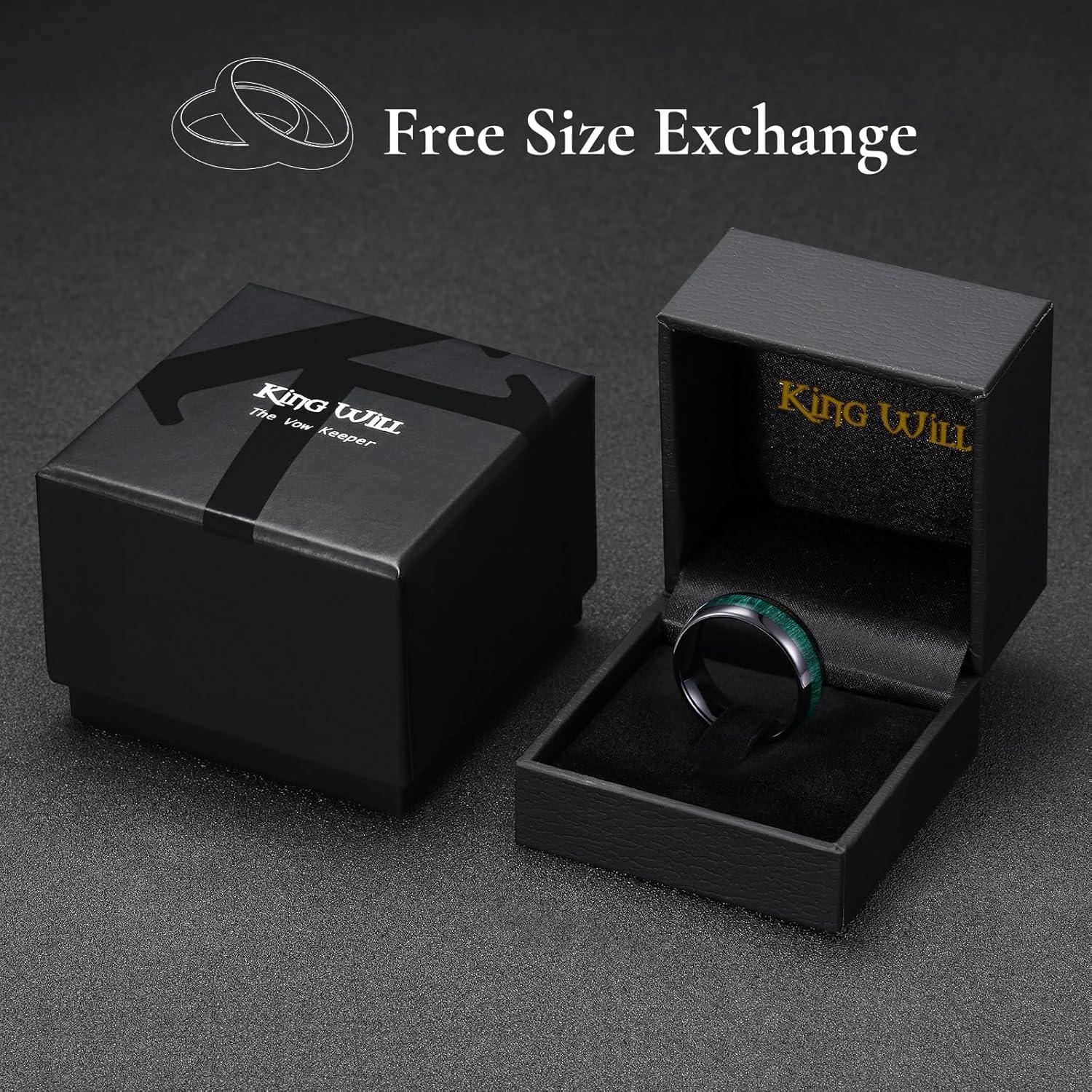 imageKing Will Ceramic Wedding Band for Men Women38 mm Width Black Rose Gold Wedding Ring Domed Style with BrownGreen Koa Wood Inlay Comfort Fit Size 714Green8mm