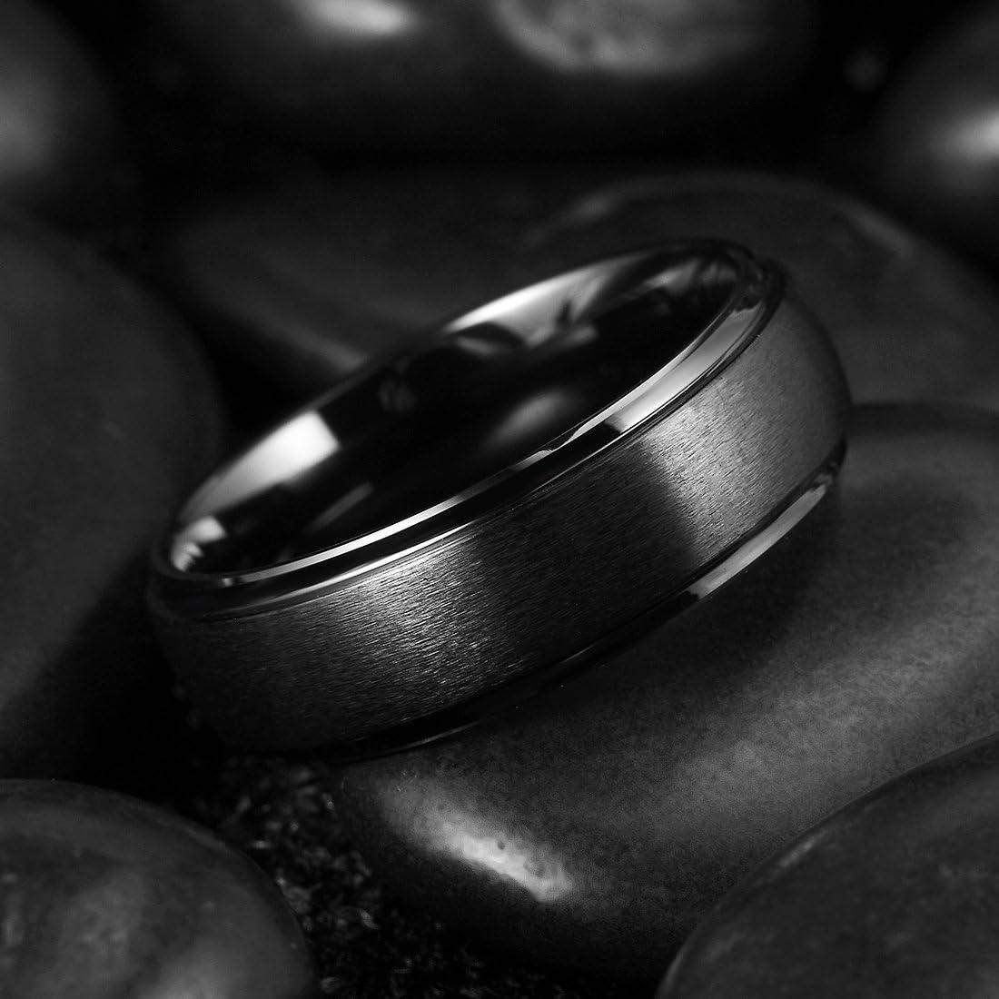 imageKing Will Ceramic Wedding Band for Men Women68mm Width Black ampamp White with Multi Style Design Promise Rings Comfort Fit Size 714black7mm