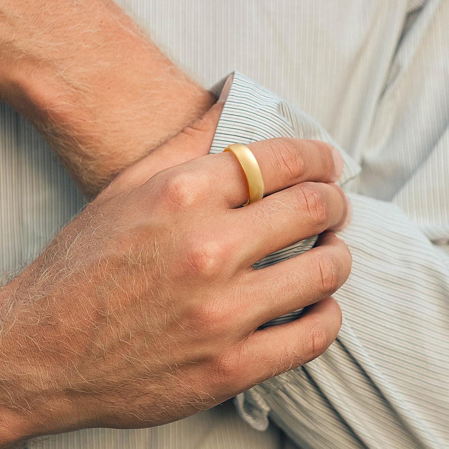 imageKing Will Ceramic Wedding Band for Men Women68mm Width Black ampamp White with Multi Style Design Promise Rings Comfort Fit Size 714gold6mm