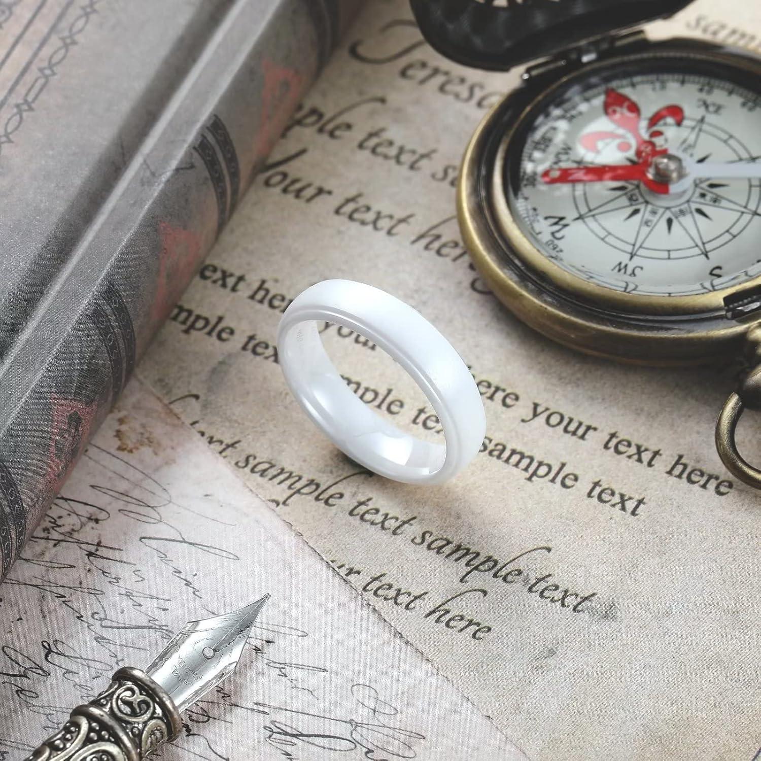 imageKing Will Ceramic Wedding Band for Men Women68mm Width Black ampamp White with Multi Style Design Promise Rings Comfort Fit Size 714white6mm