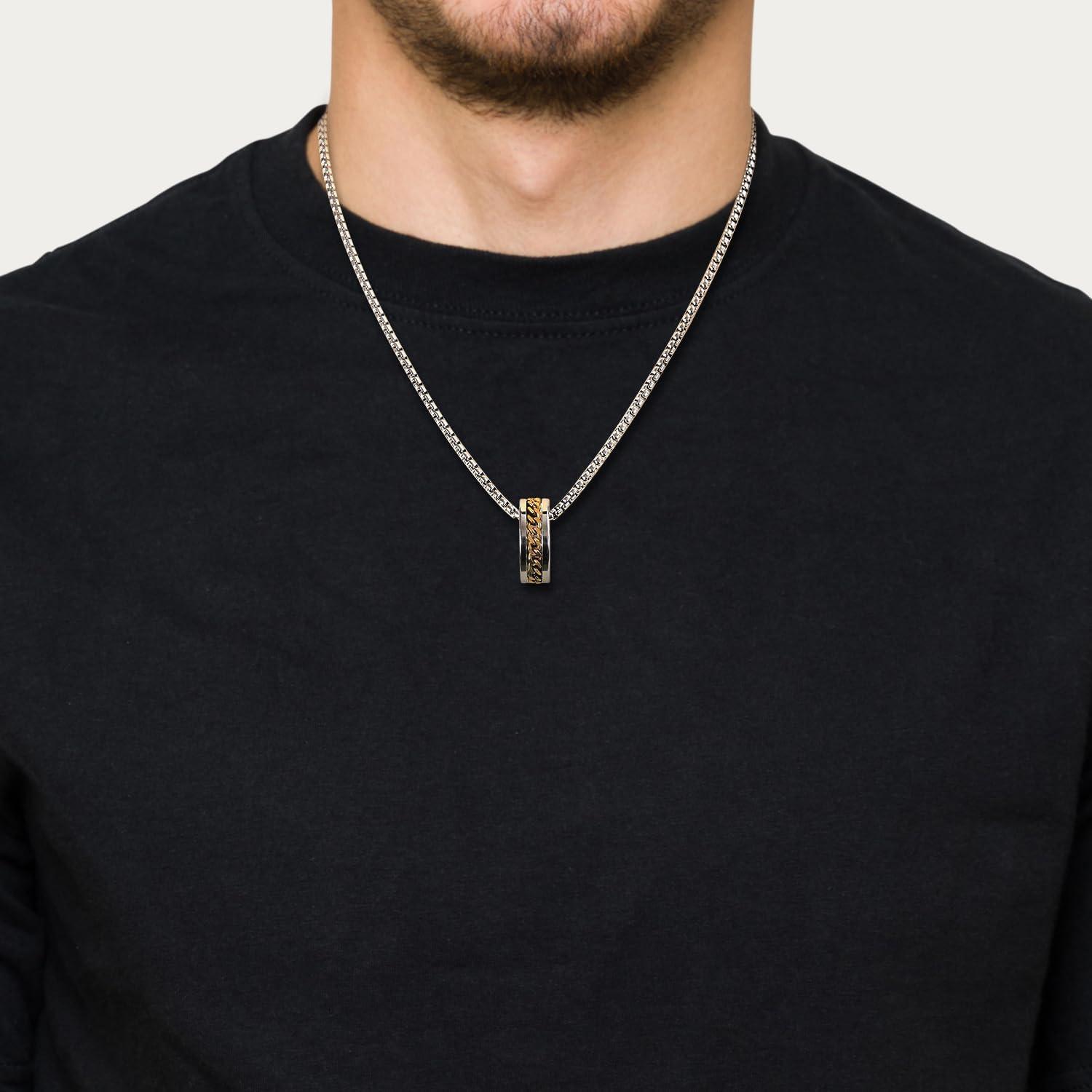 imageKing Will Cuban Chain for Men and Women 40mm Stainless Steel Mens Gold Chain Hip Hop Link NecklaceBSilver