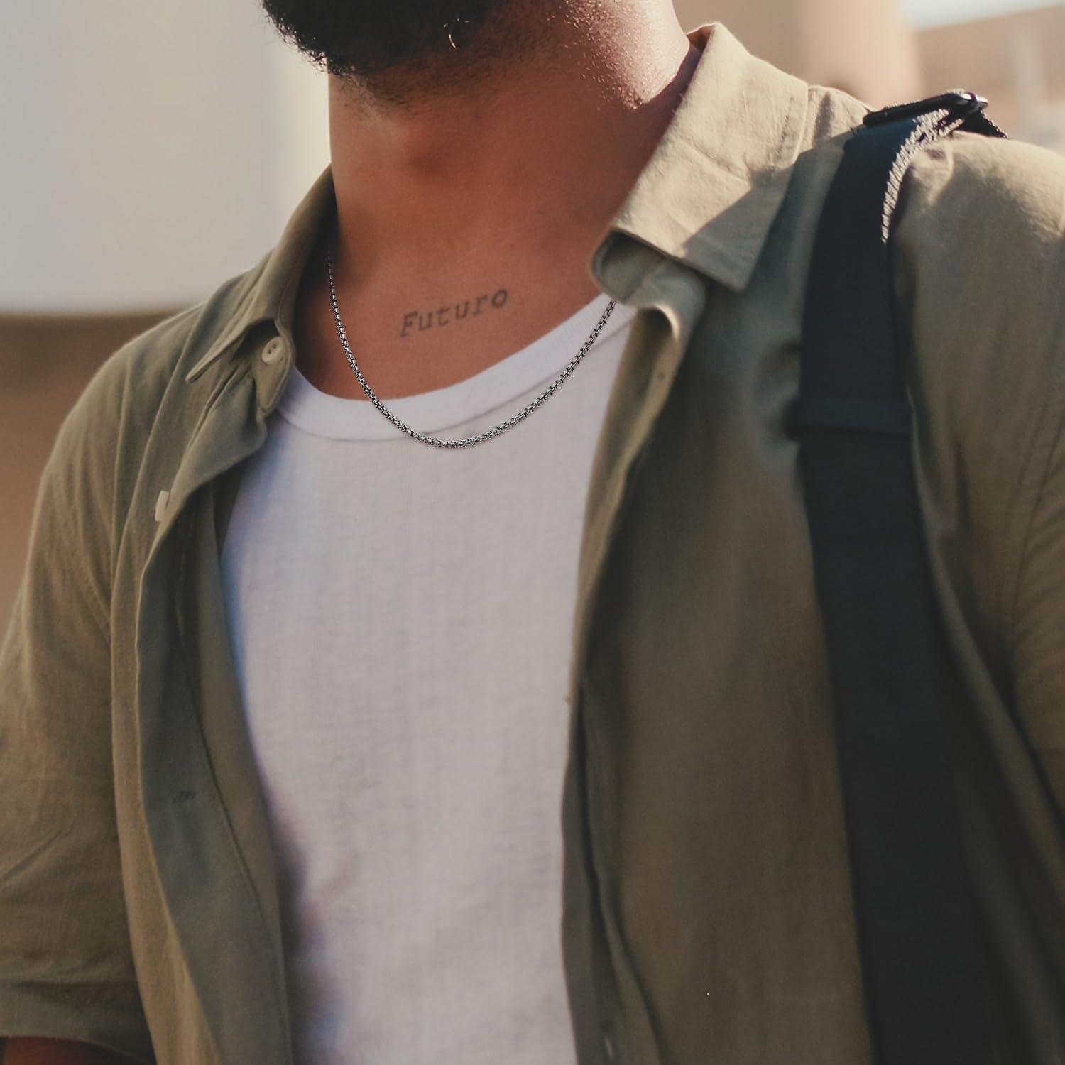 imageKing Will Cuban Chain for Men and Women 40mm Stainless Steel Mens Gold Chain Hip Hop Link NecklaceBSilver40mm