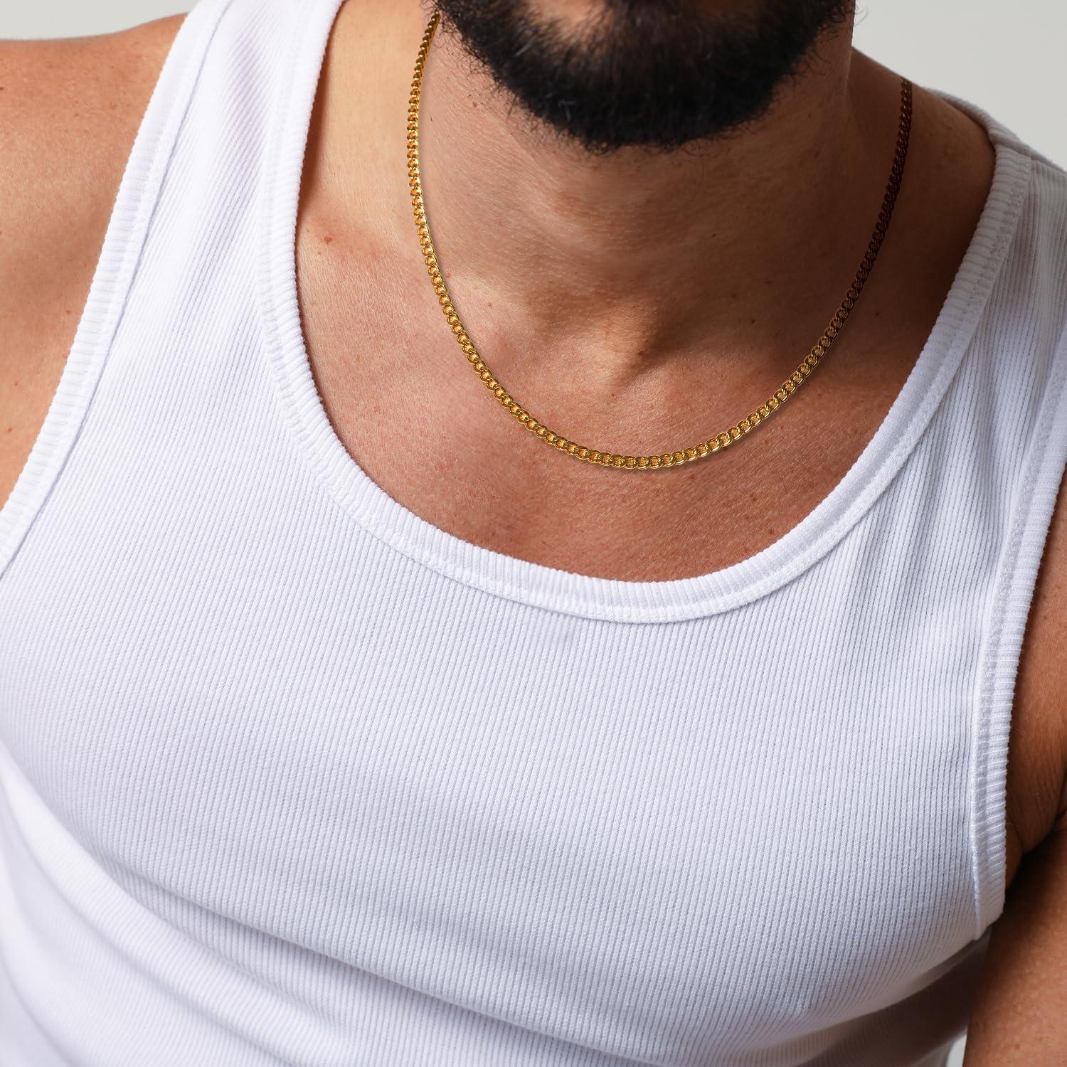 imageKing Will Cuban Chain for Men and Women 40mm Stainless Steel Mens Gold Chain Hip Hop Link NecklaceGold35mm