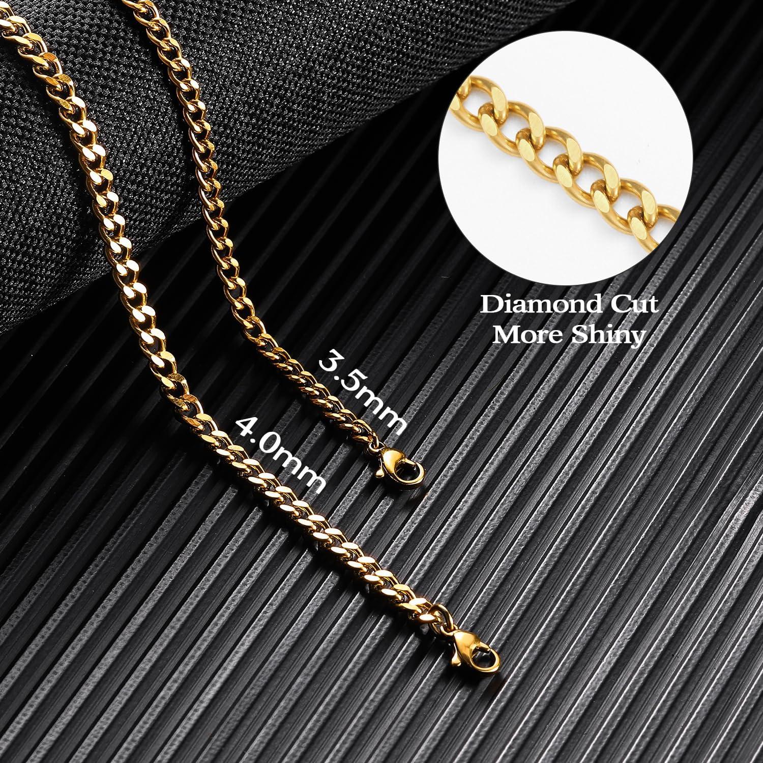 imageKing Will Cuban Chain for Men and Women 40mm Stainless Steel Mens Gold Chain Hip Hop Link NecklaceGold35mm